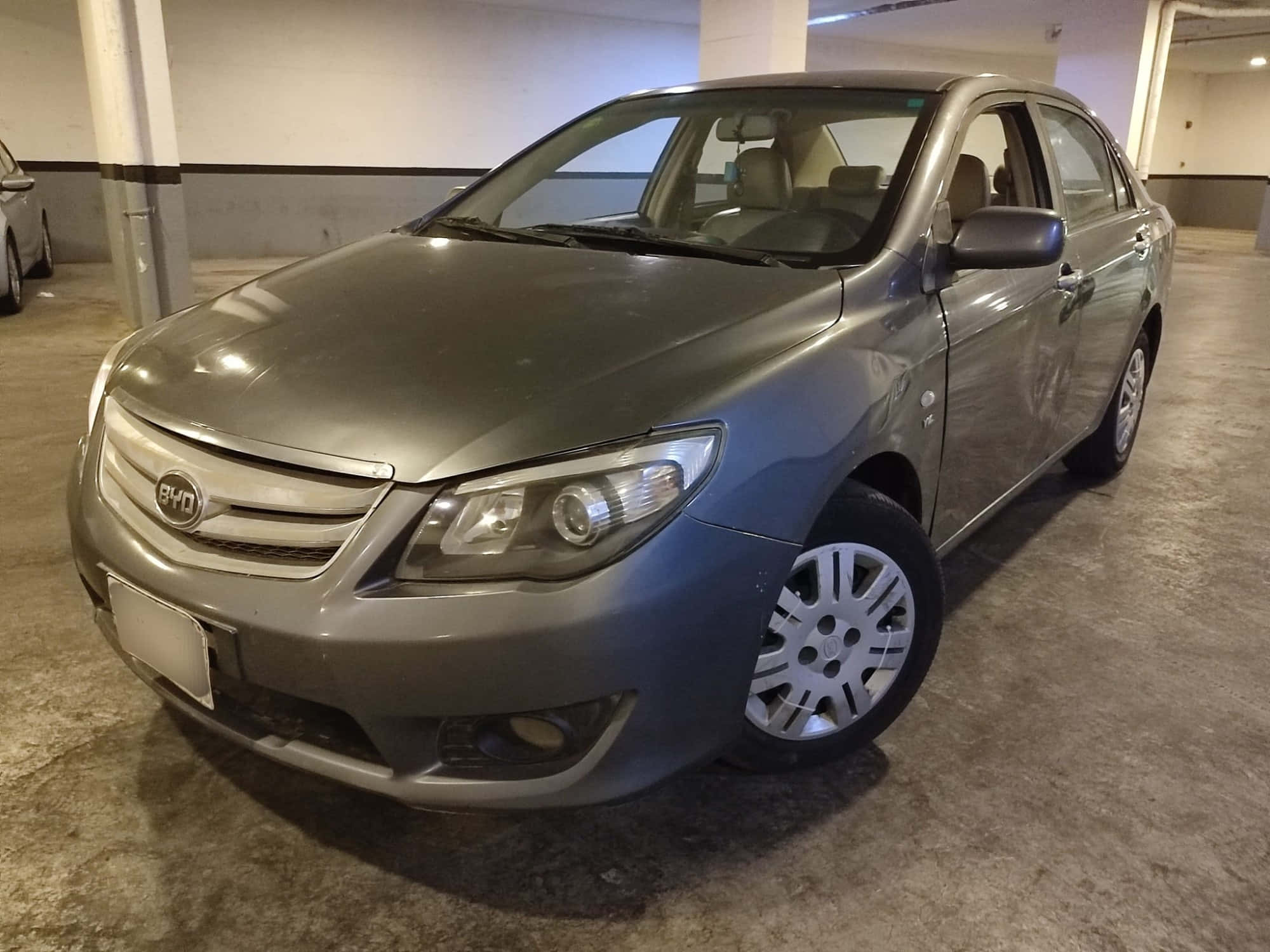 BYD F3, silver, underground parking garage, Full HD Desktop Wallpaper