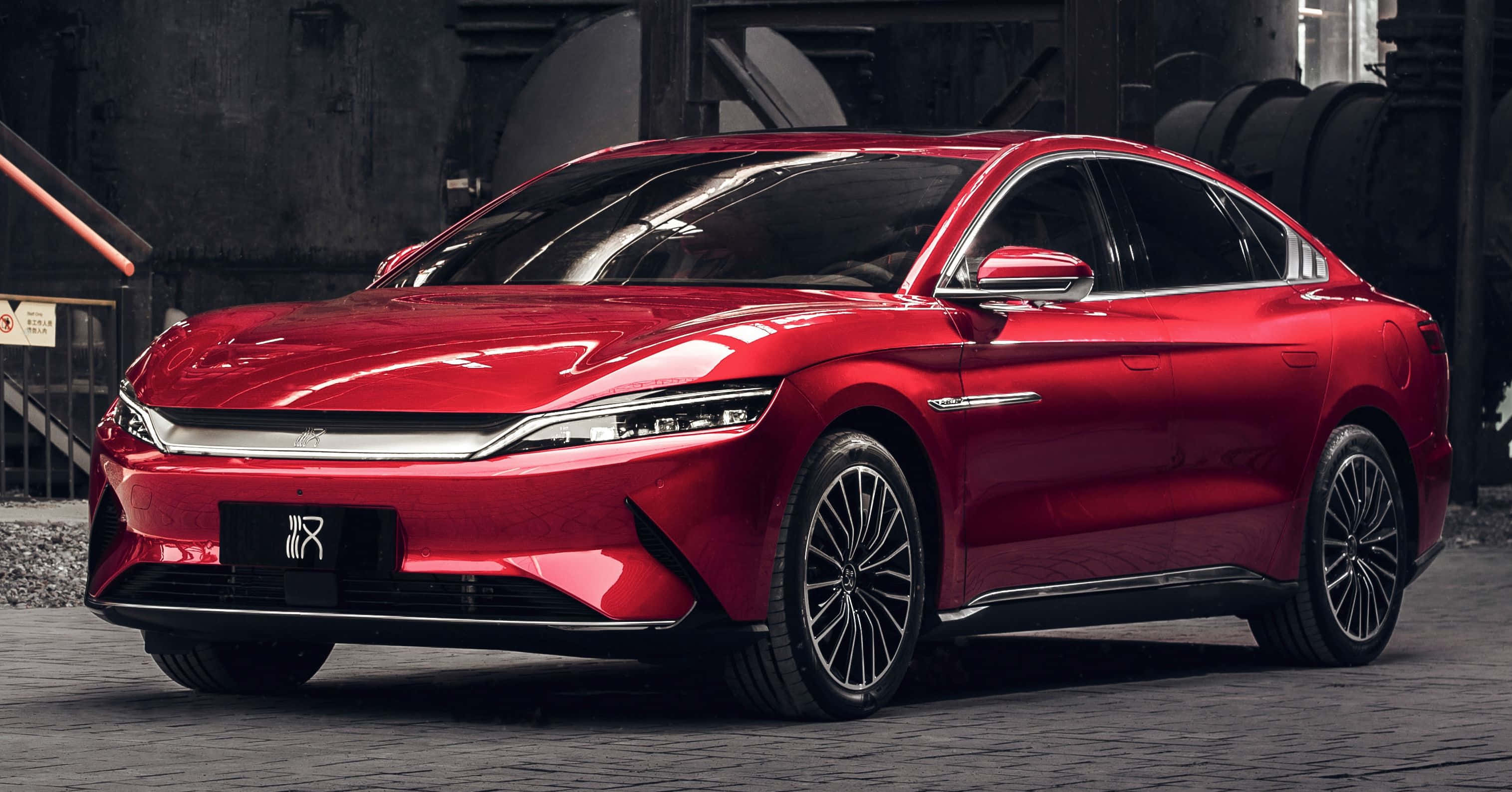 BYD 3030, red, electric sedan, 2K Desktop Wallpaper
