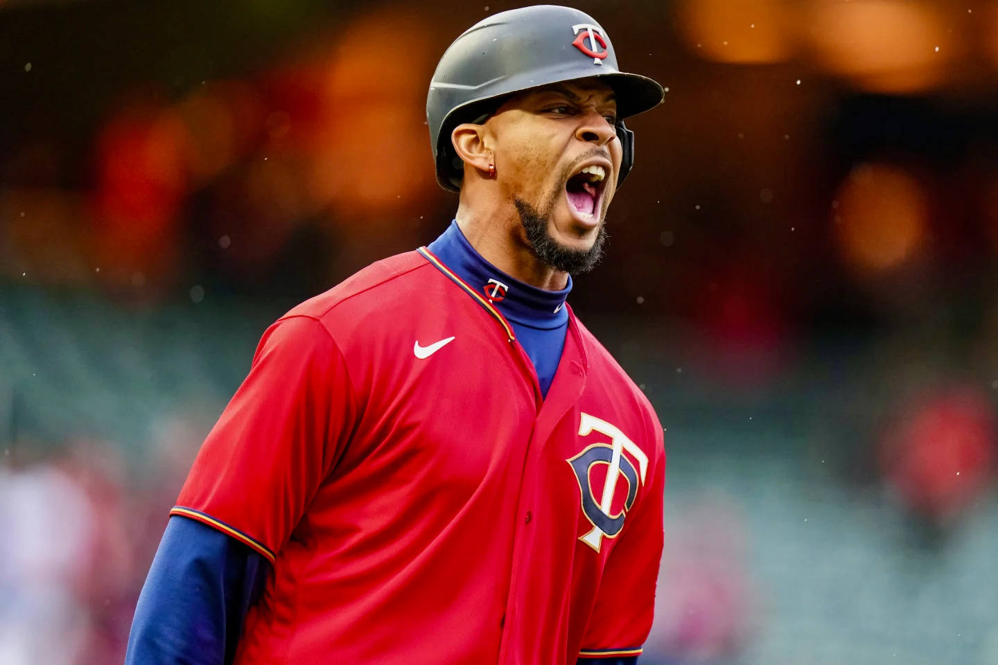 Byron Buxton, red Minnesota Twins uniform, raindrops, HD Desktop Wallpaper