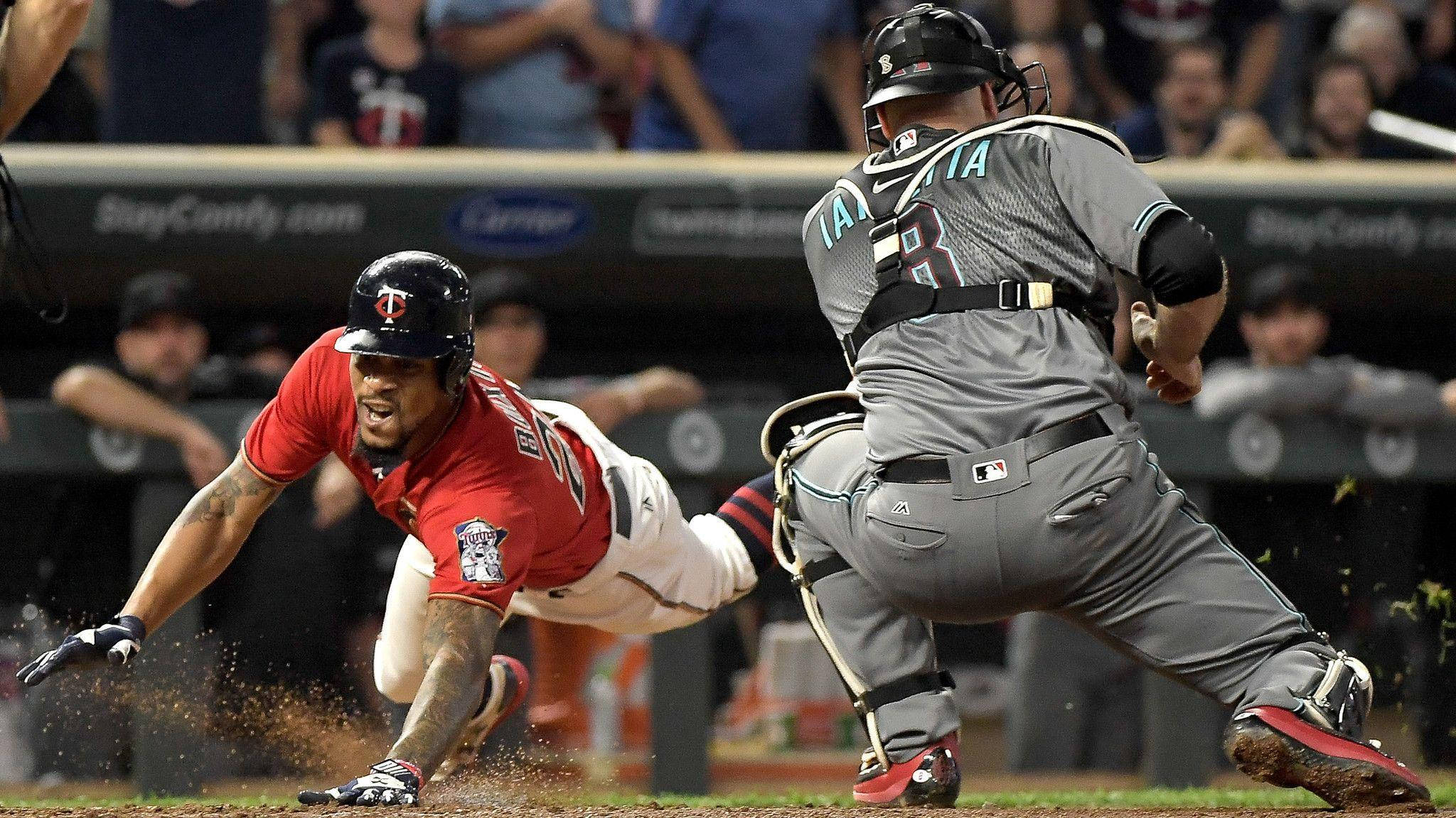 Byron Buxton, red, gray, Full HD Desktop Wallpaper