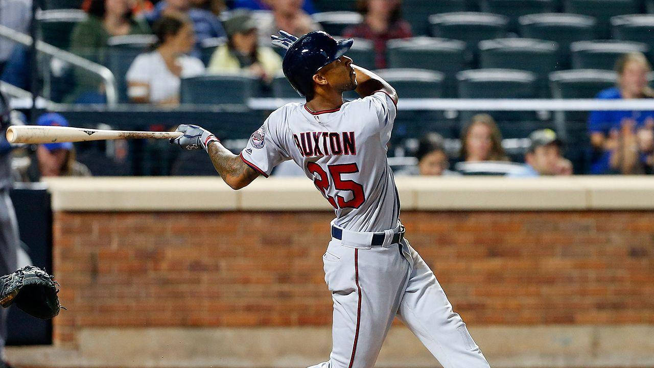 Byron Buxton, white uniform, red number 25, HD Desktop Wallpaper