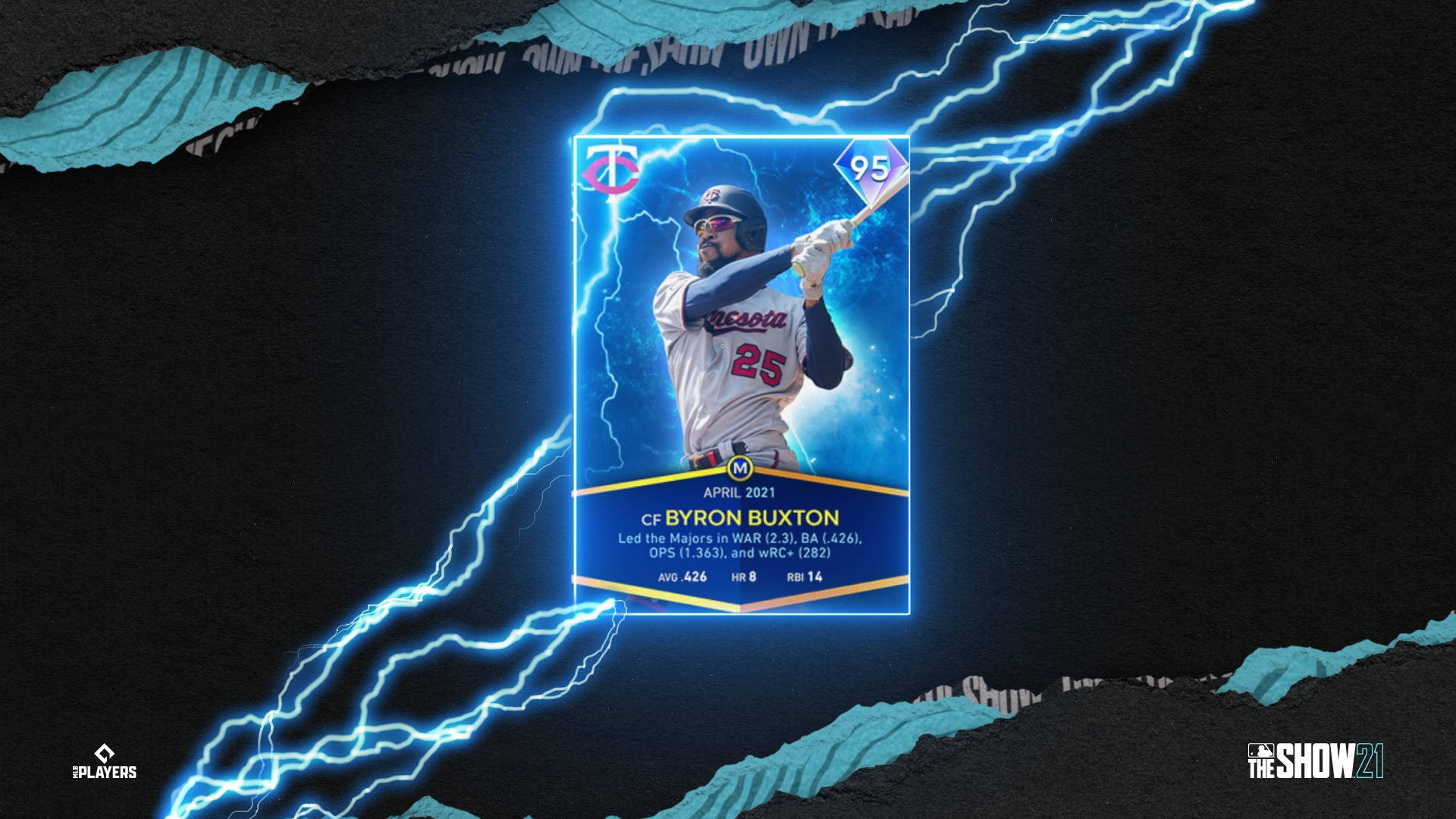 Byron Buxton, blue lightning, glowing baseball card, Full HD Desktop Wallpaper