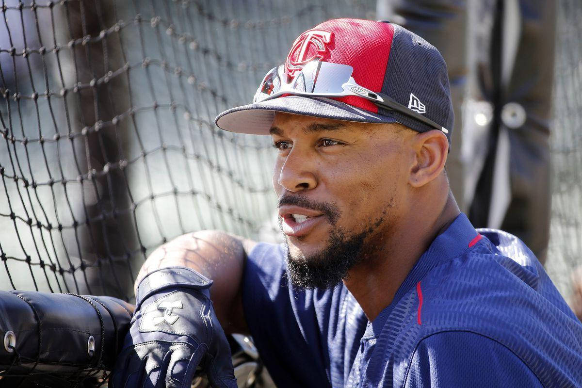 Byron Buxton, blue uniform, red cap, SD Desktop Wallpaper