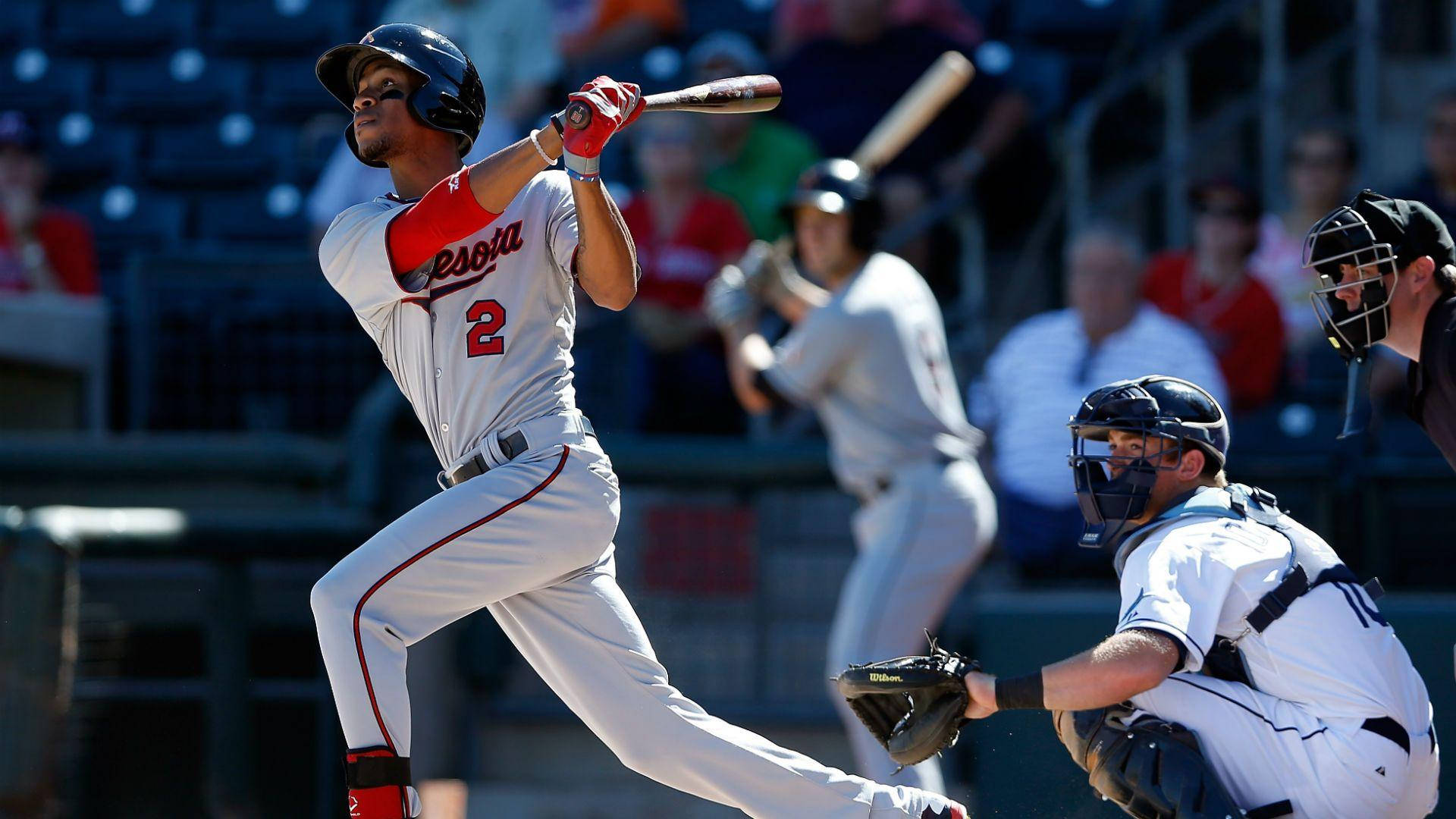 Byron Buxton, white uniform, red accents, Full HD Desktop Wallpaper