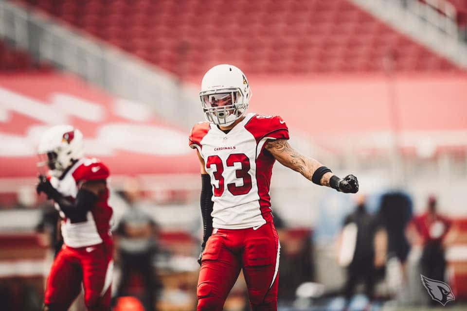 Byron Murphy, red and white uniform, stadium field, SD Desktop Wallpaper