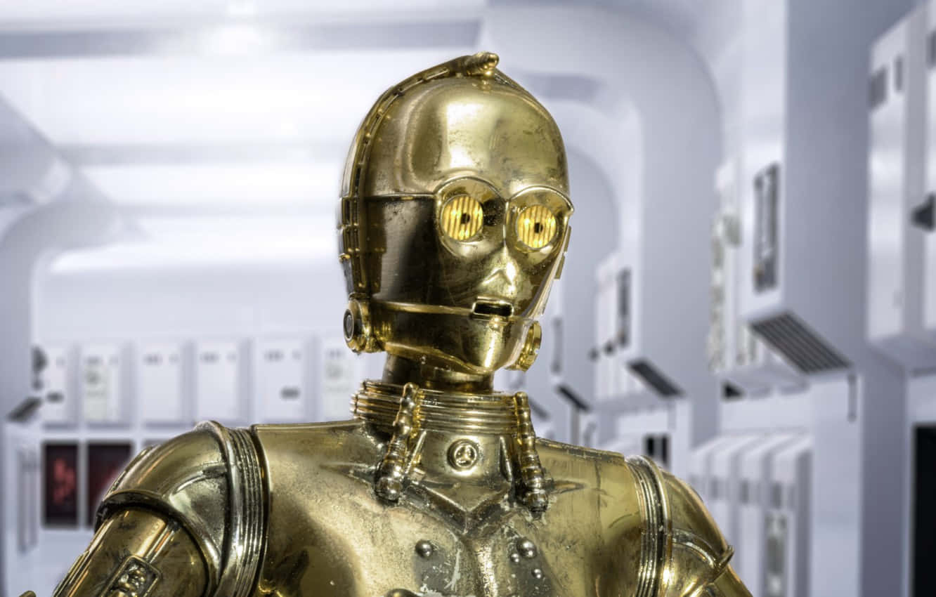 C-3PO, golden droid, futuristic corridor, HD Desktop Wallpaper
