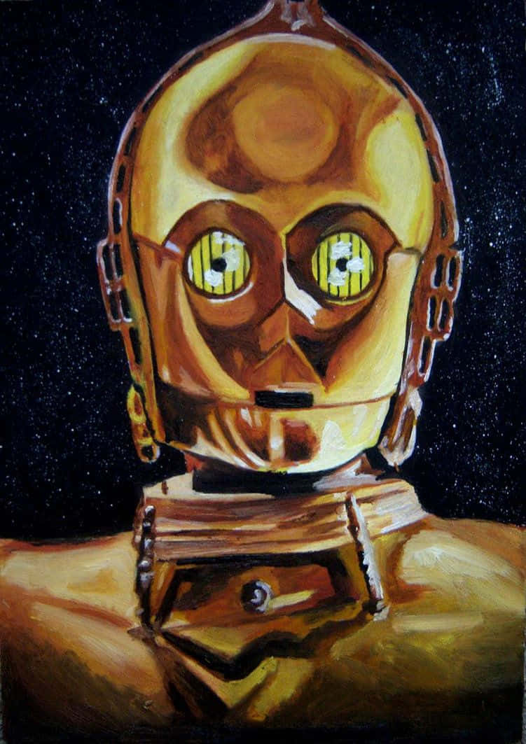 C-3PO, golden head, starry night sky, SD Phone Wallpaper