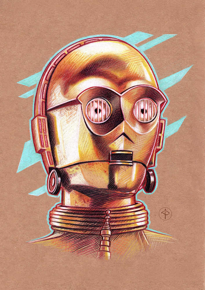 C-3PO, golden droid, glowing eyes, SD Phone Wallpaper