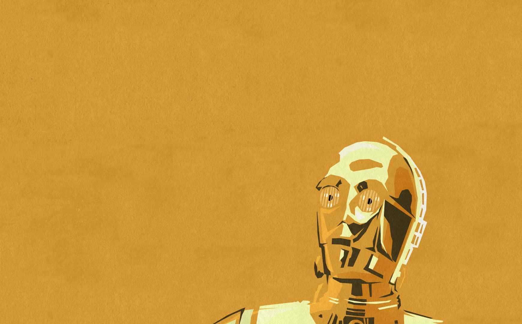 C-3PO, golden background, stylized illustration, HD Desktop Wallpaper