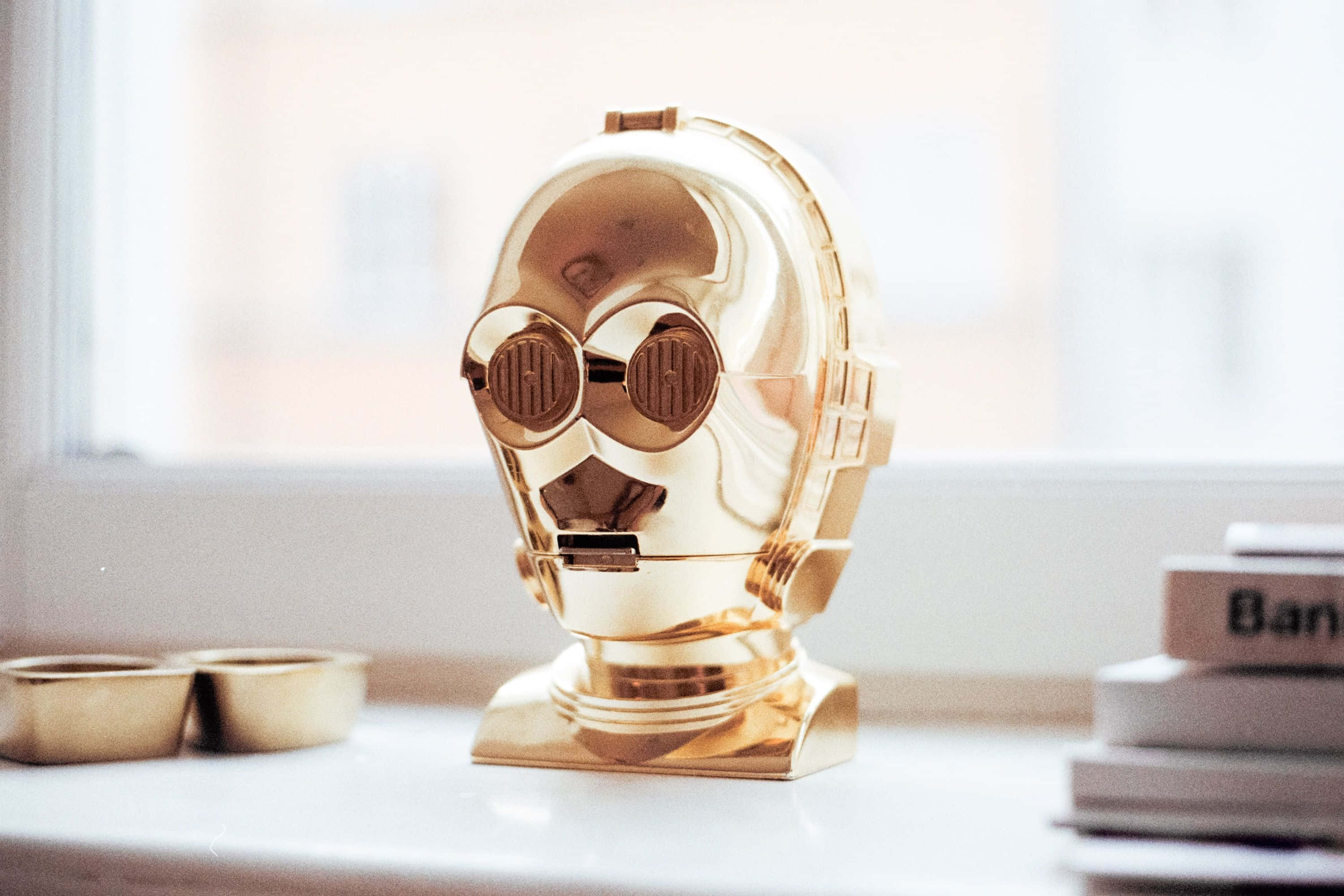 C-3PO, golden humanoid droid, head figurine, 2K Desktop Wallpaper