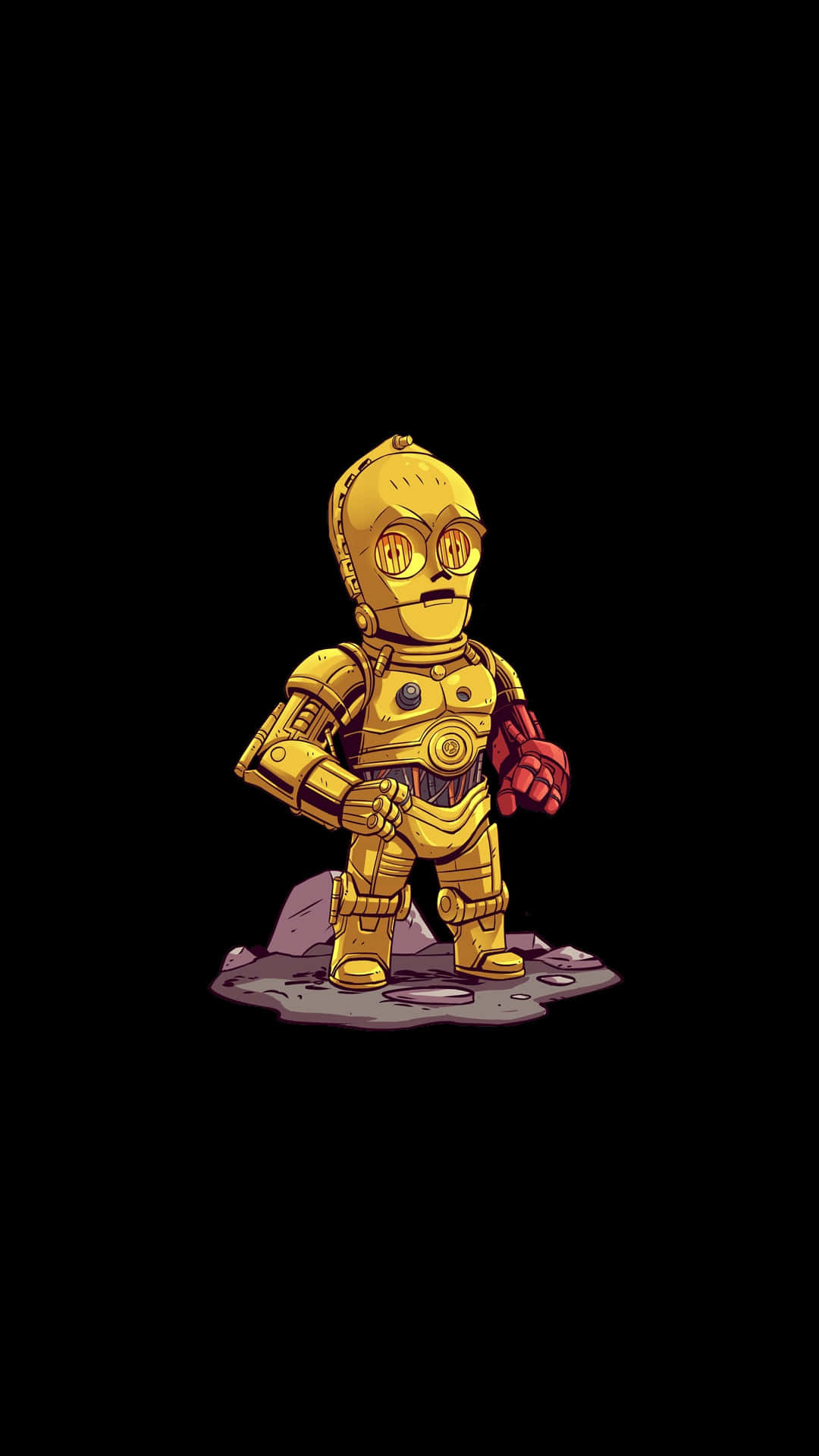 C-3PO, chibi-style, golden droid, Full HD Phone Wallpaper