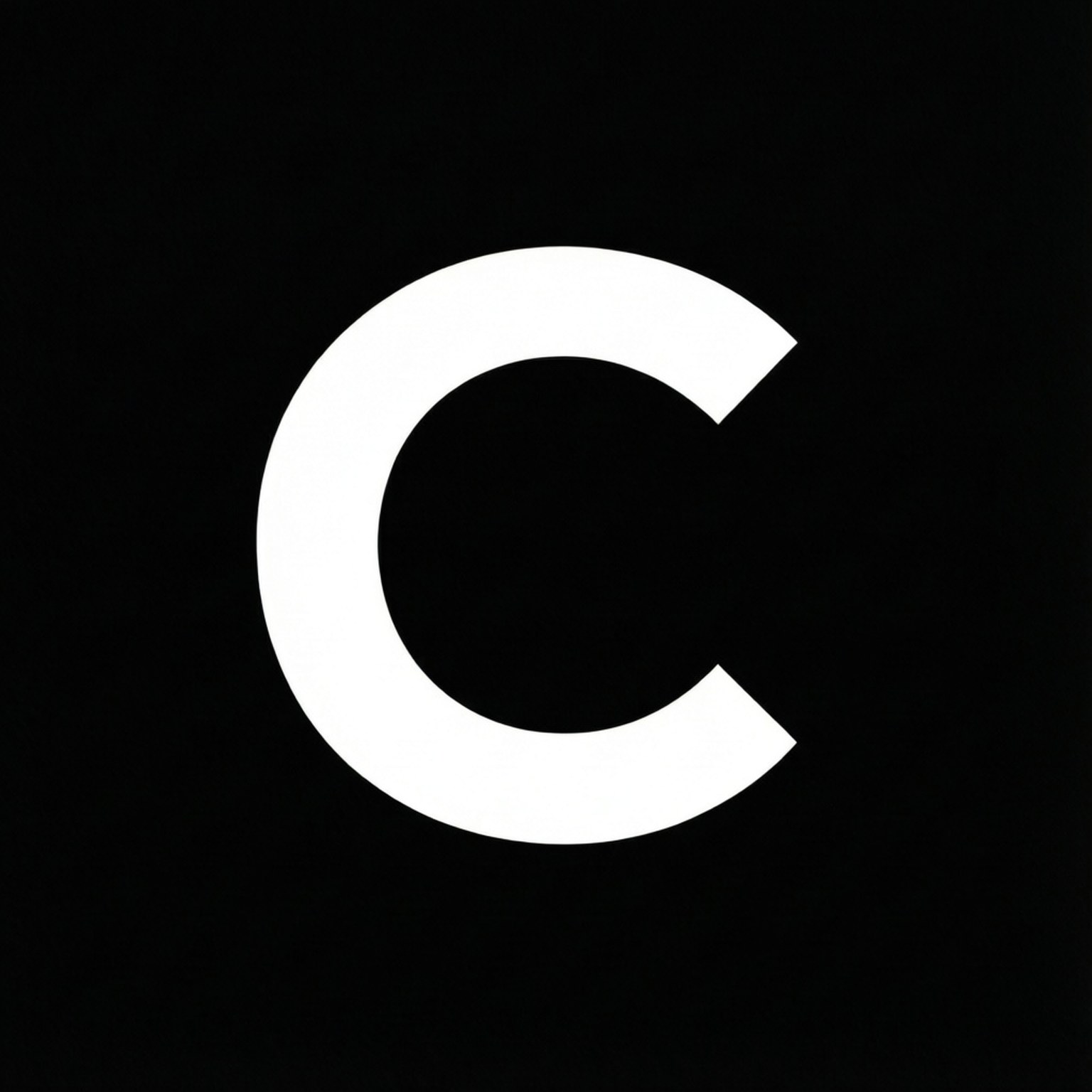 white uppercase C, solid black background, minimalist lines, HD Desktop Wallpaper
