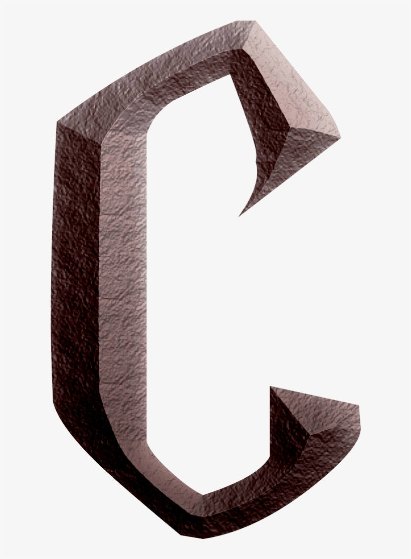 Letter C, dark brown surface, 3d-rendered, SD Phone Wallpaper