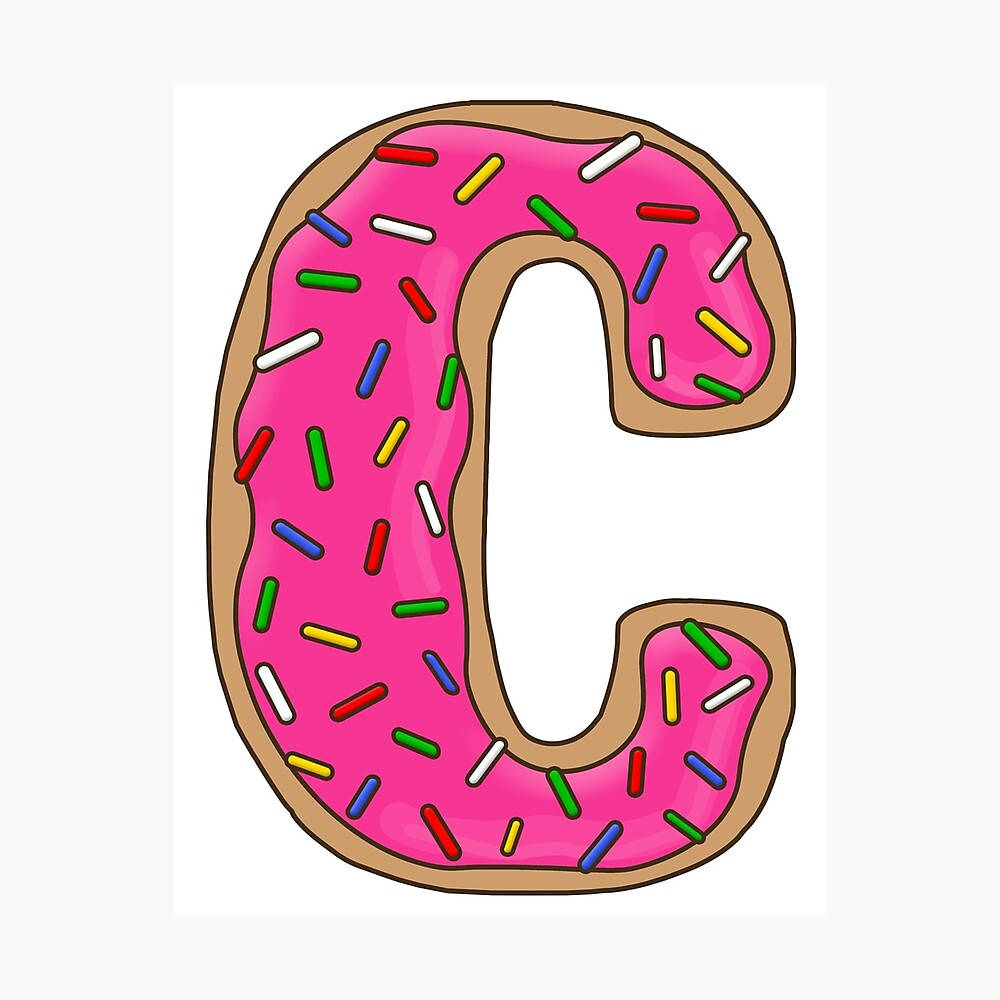 Letter C, pink frosted donut, colorful sprinkles, SD Desktop Wallpaper