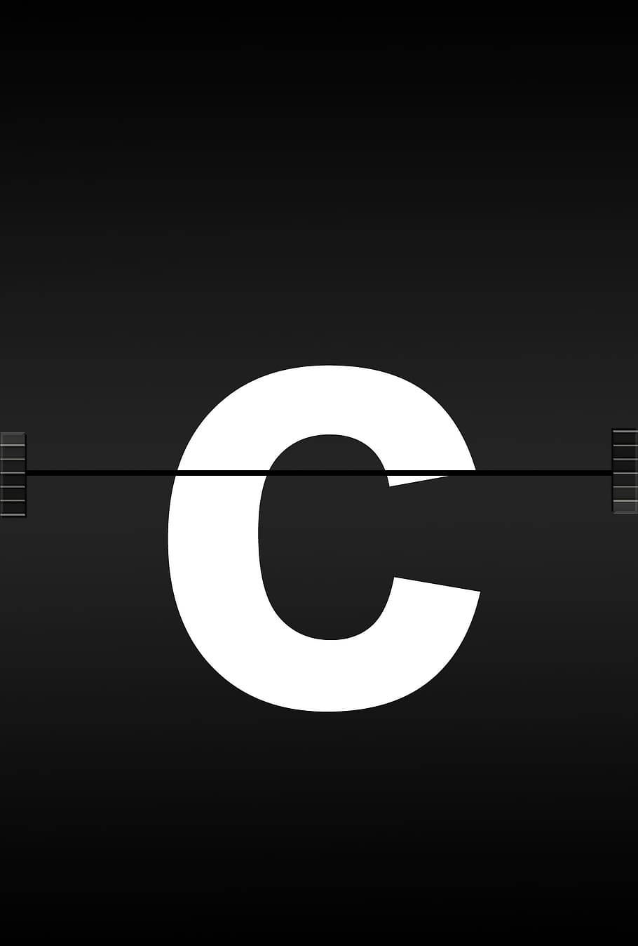 minimalist white letter c, black gradient background, horizontal film strip edges, HD Phone Wallpaper