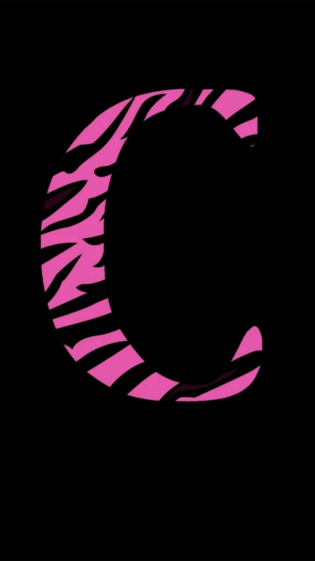 Letter C, zebra pattern, pink, Full HD Phone Wallpaper