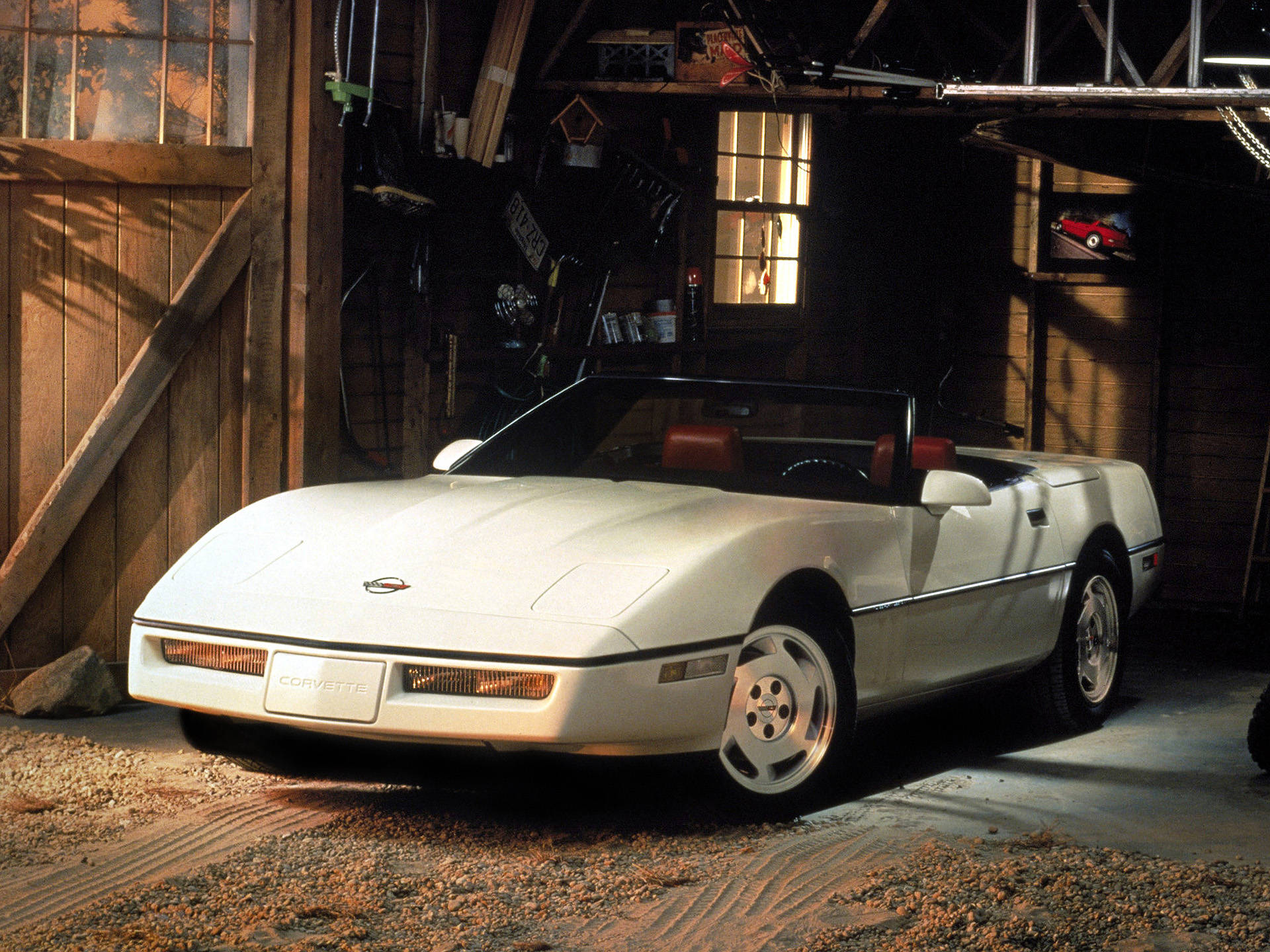 C4 Corvette, white, convertible, Full HD Desktop Wallpaper