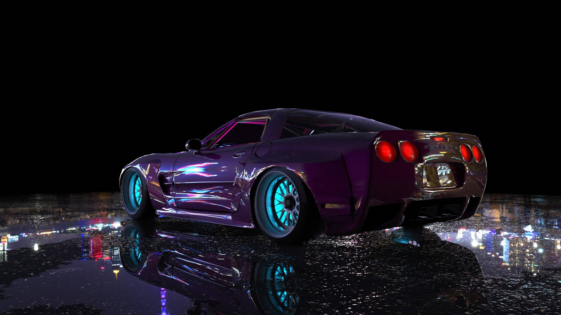C4 Corvette, purple, glossy, Full HD Desktop Wallpaper