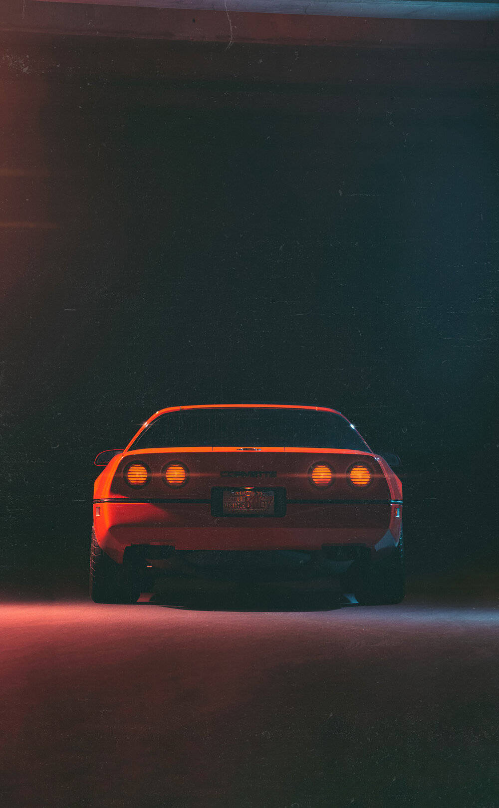 C4 Corvette, red, glowing taillights, HD Phone Wallpaper
