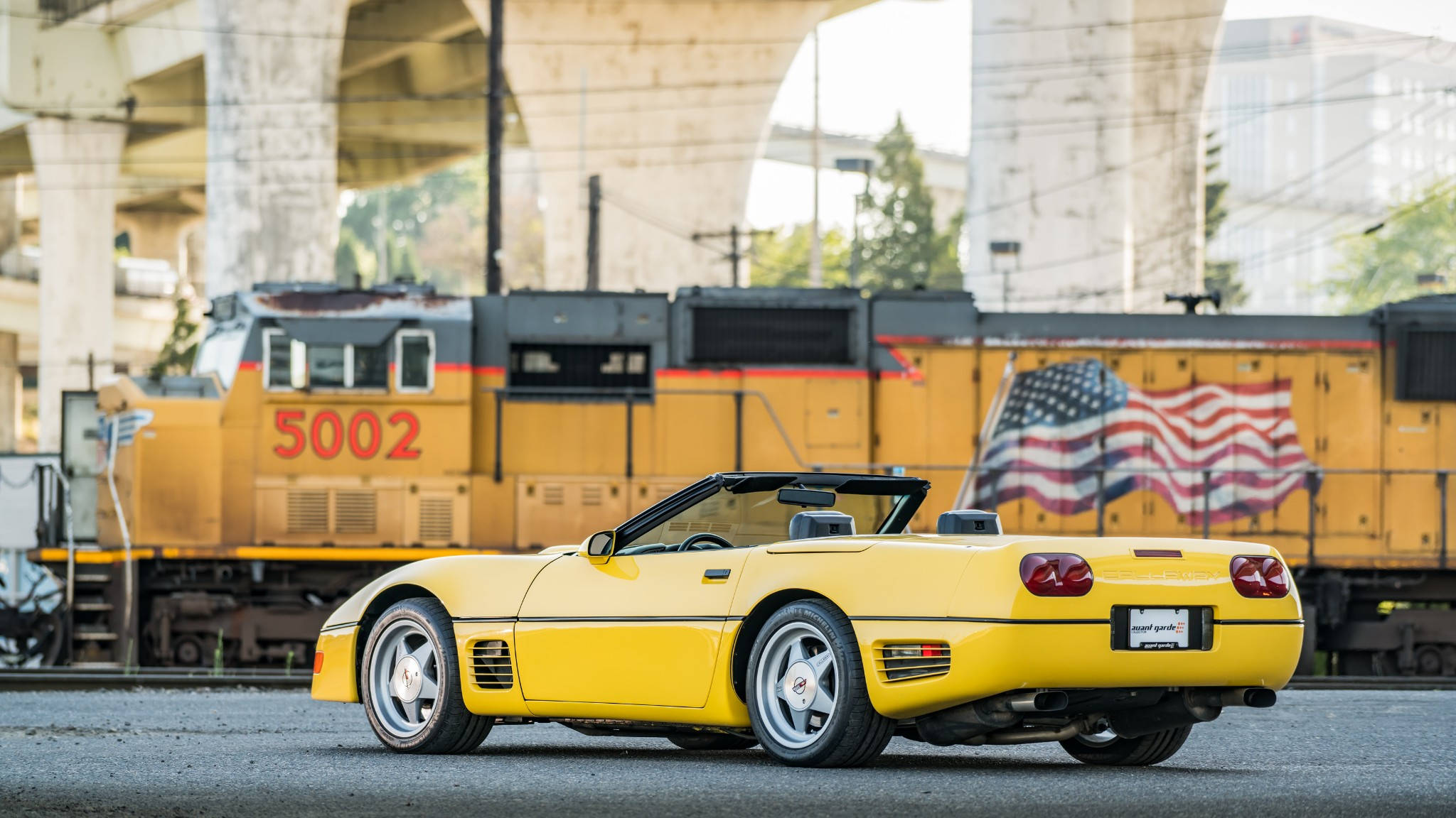 C4 Corvette, yellow, open top, Full HD Desktop Wallpaper