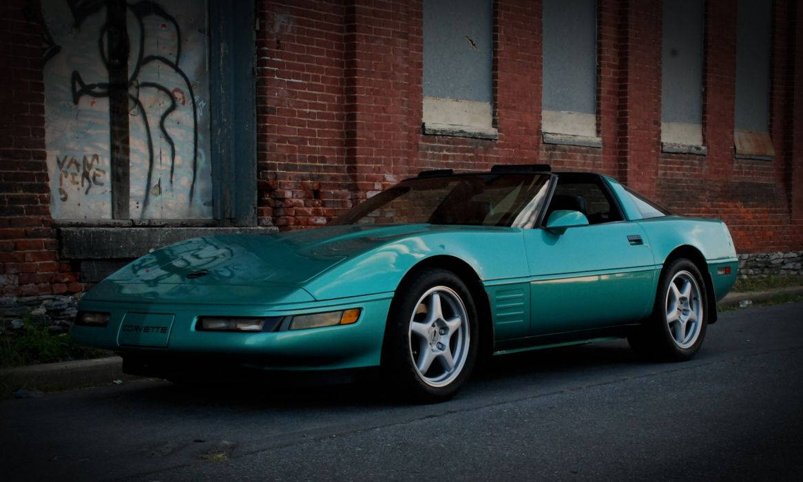 C4 Corvette, convertible, teal, SD Desktop Wallpaper