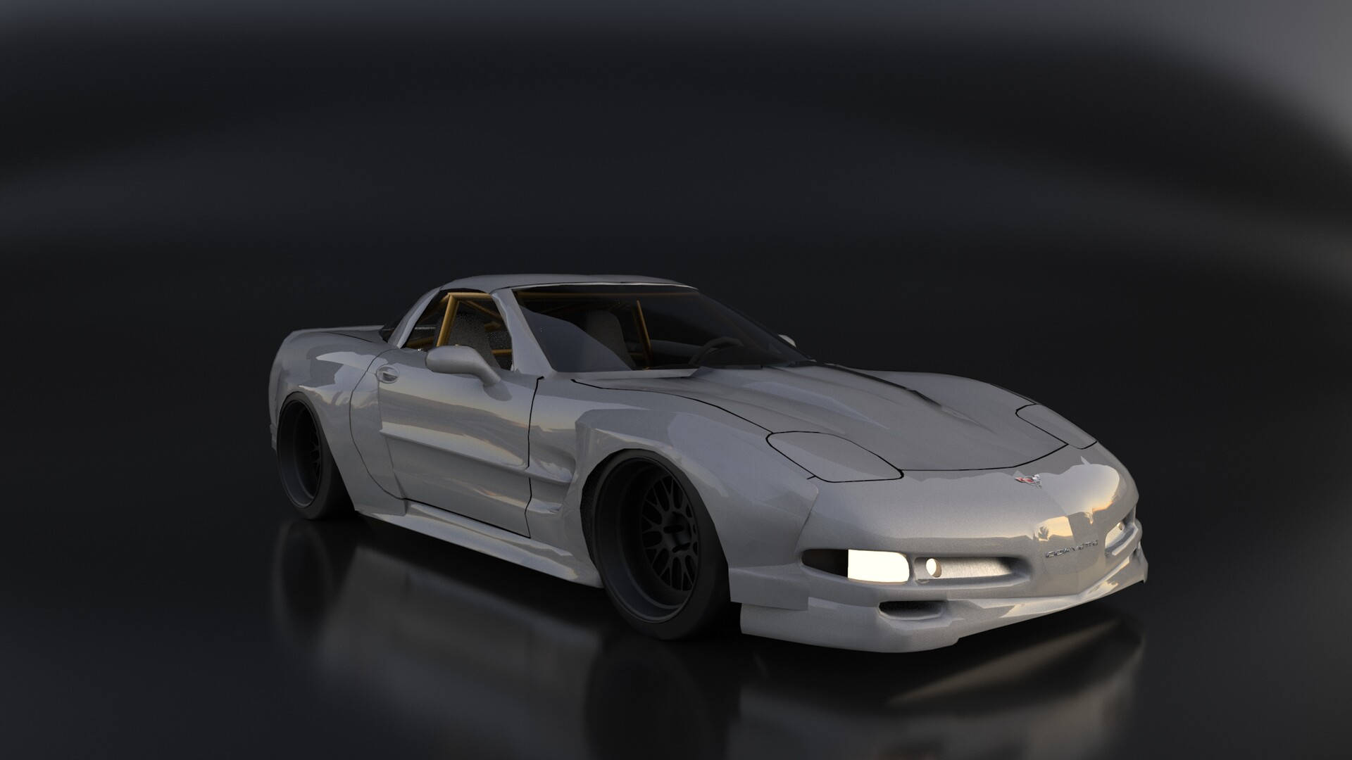 C4 Corvette, white, black rims, Full HD Desktop Wallpaper