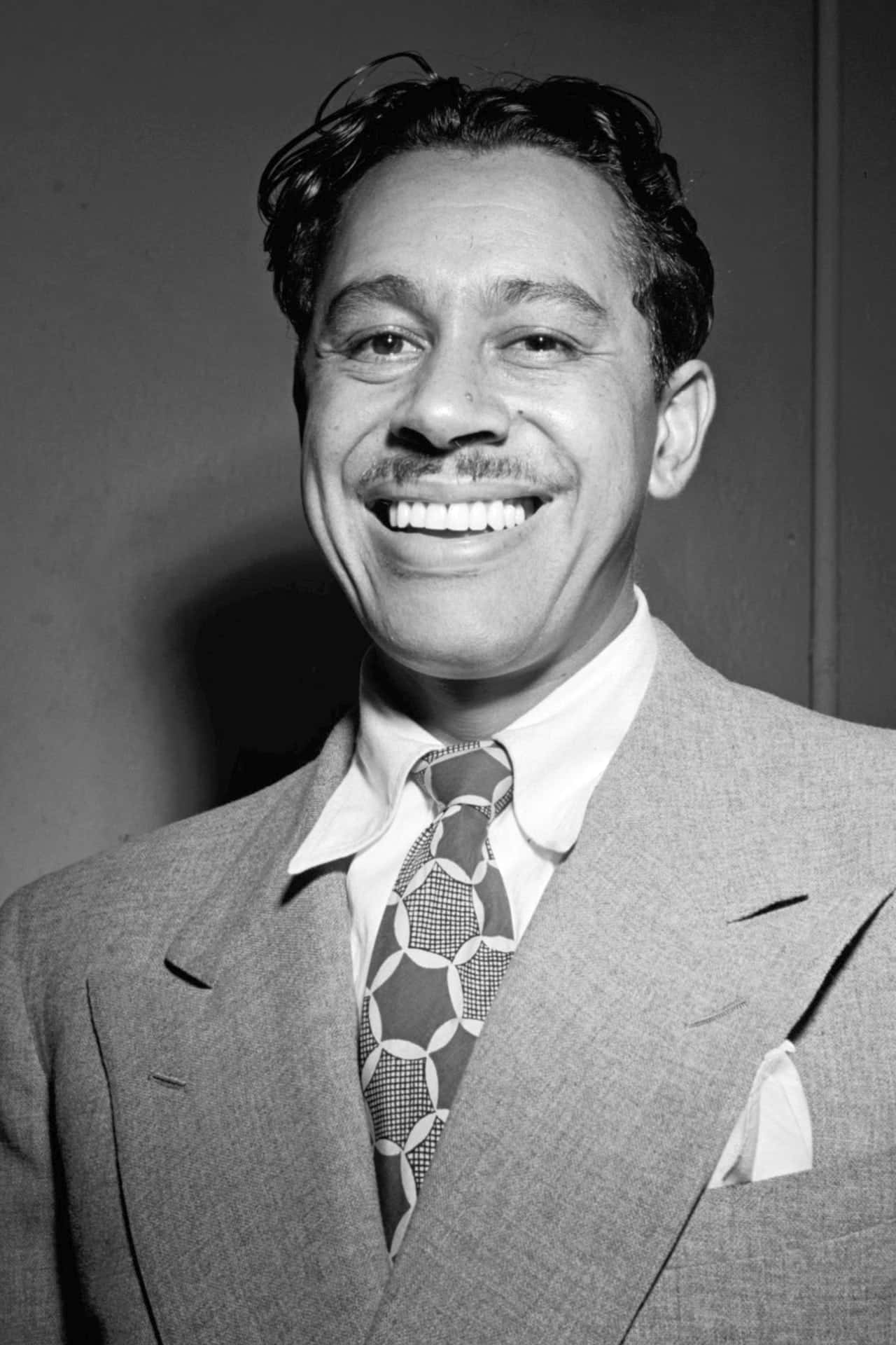 Cab Calloway, smiling portrait, vintage black and white, Full HD Phone Wallpaper