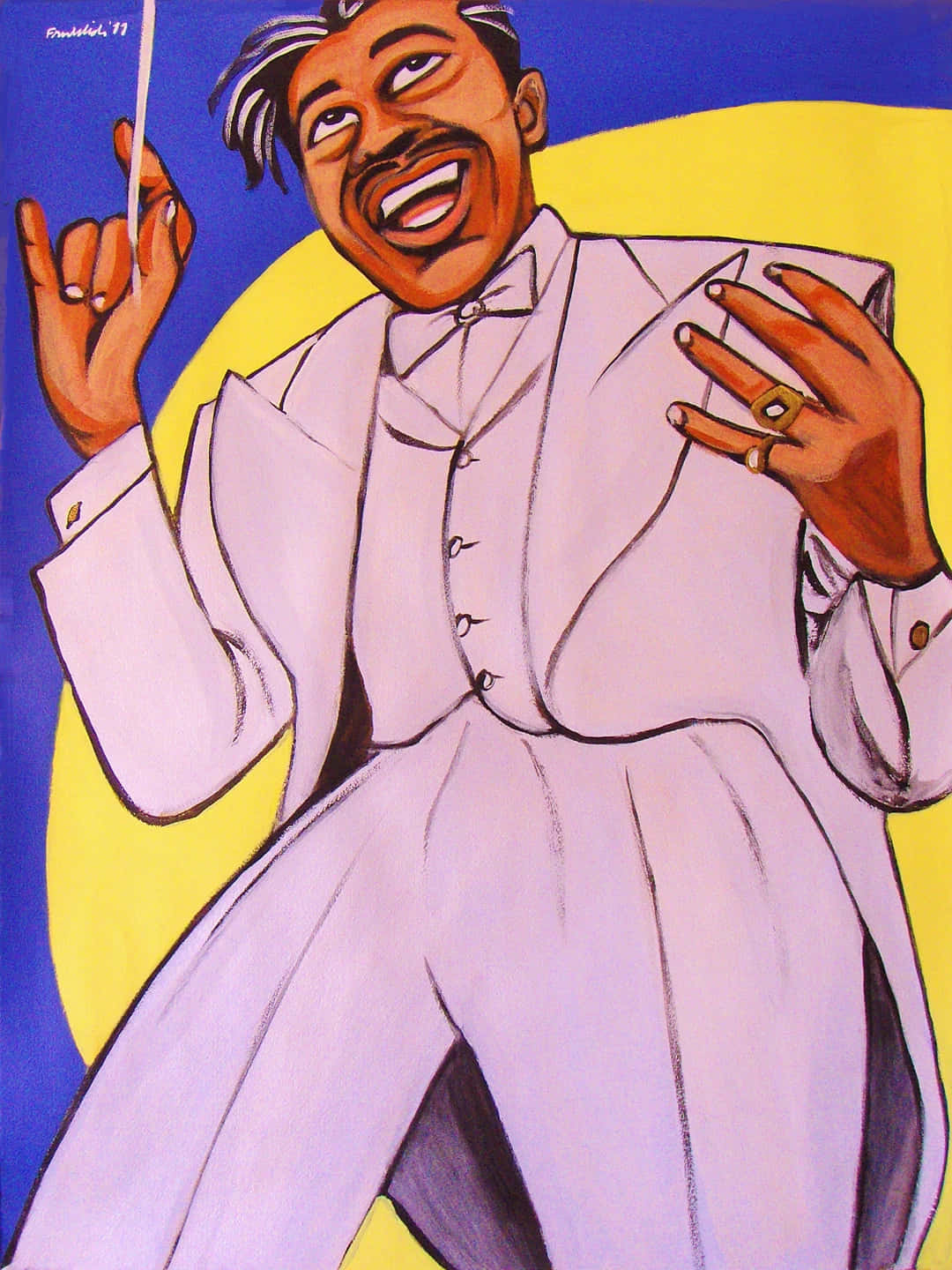Cab Calloway, white tuxedo, conductor's baton, HD Phone Wallpaper