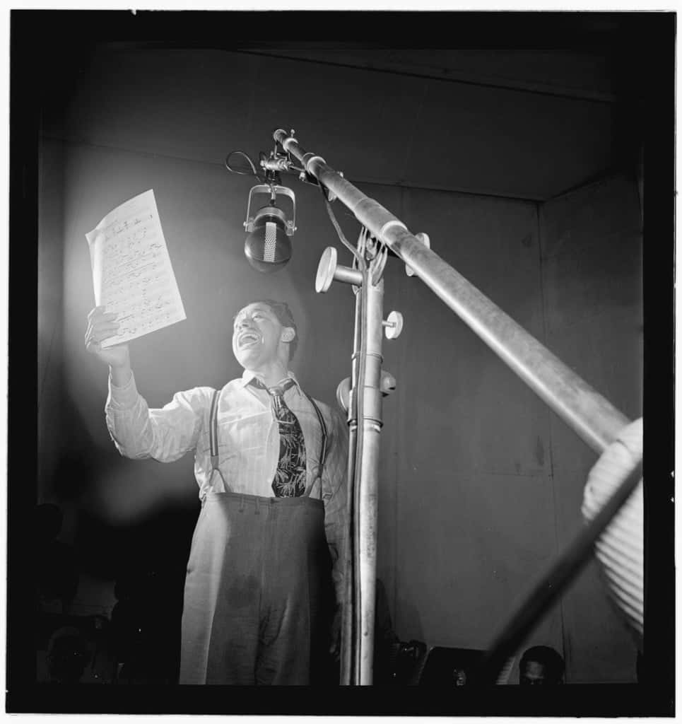 Cab Calloway, vintage microphone, suspenders, SD Phone Wallpaper
