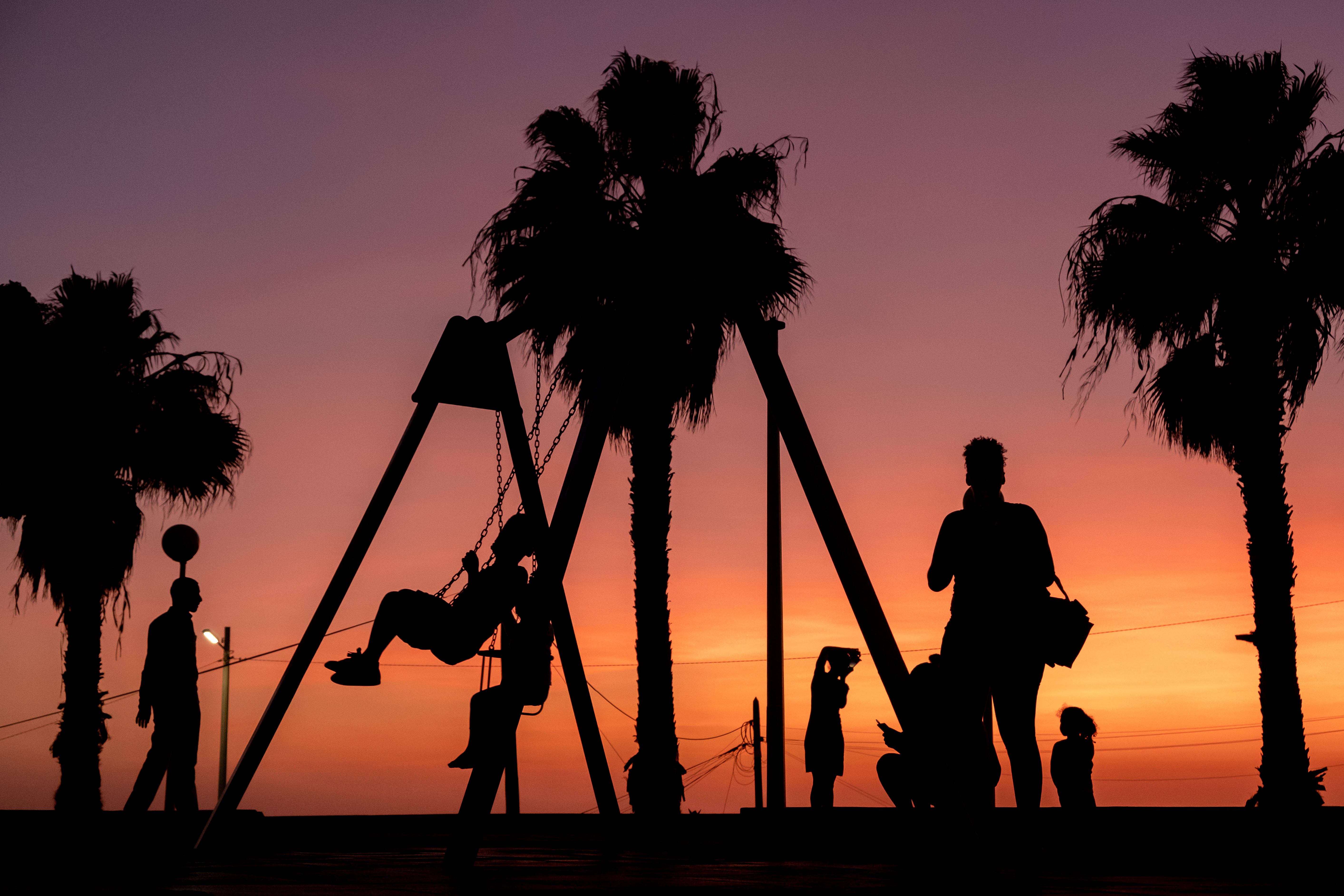 Cabo Verde, silhouette, playground swing, 5K Desktop Wallpaper