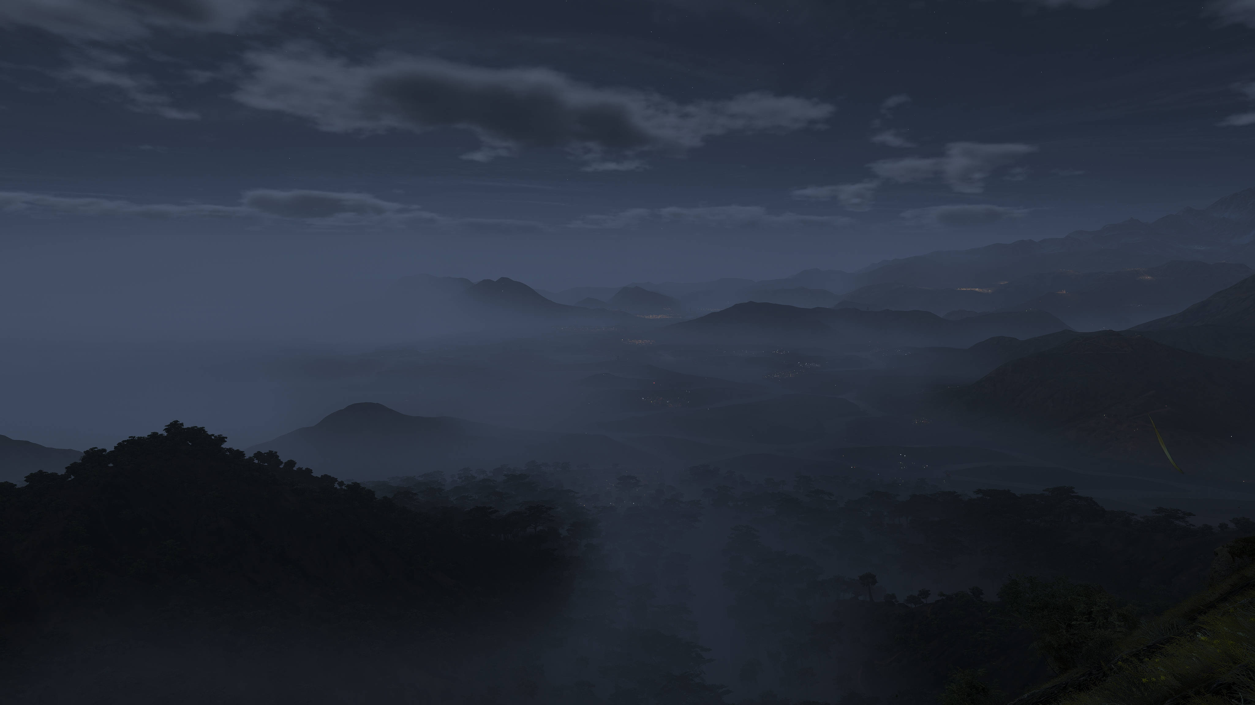 Cabo Verde, night, misty mountain valley, 4K Desktop Wallpaper