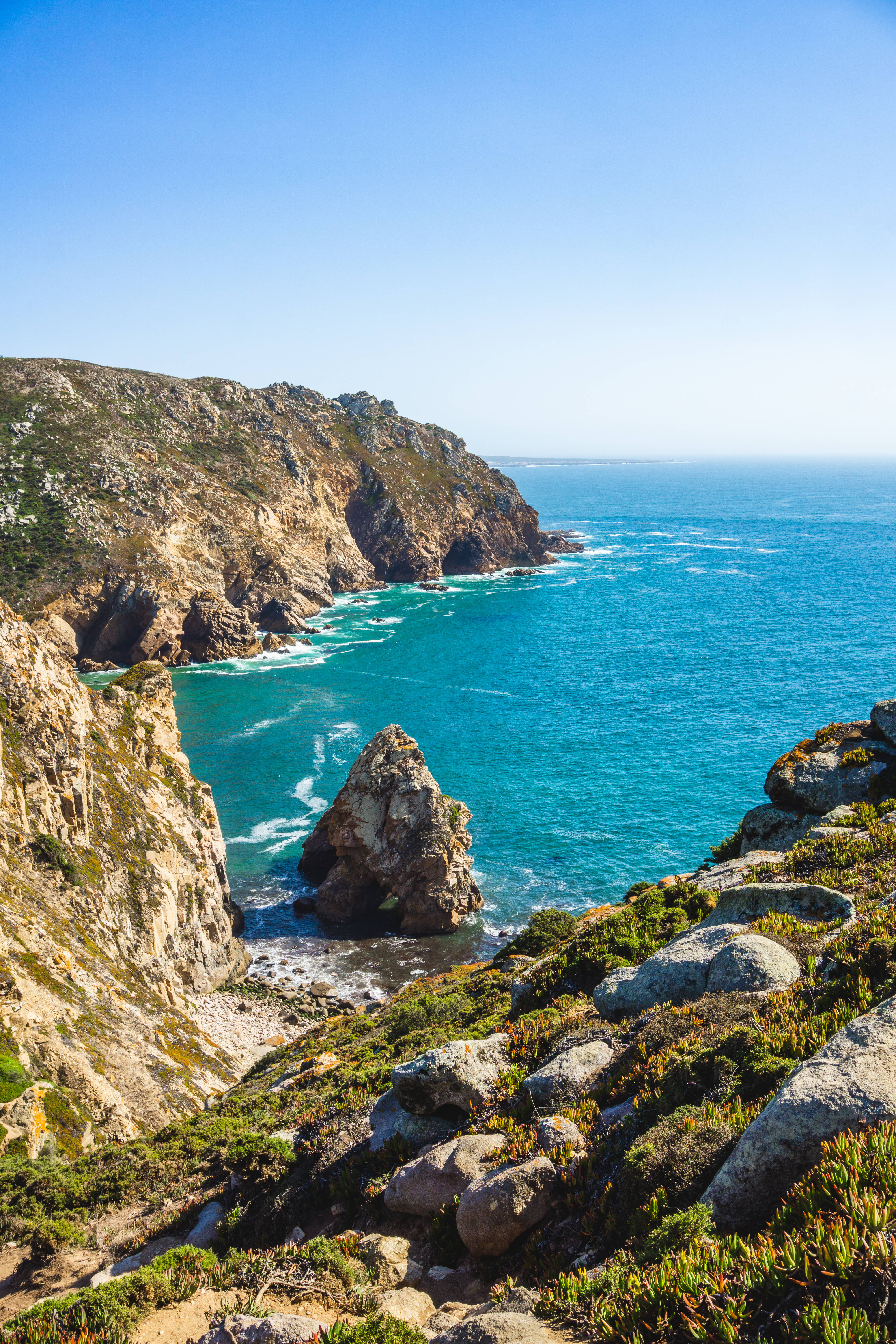 Cabo Verde, rocky landscape, sunlit cliffs, 5K Phone Wallpaper