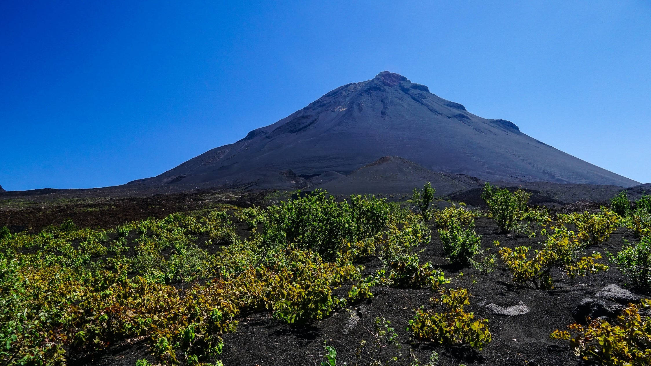 Cabo Verde, volcanic mountain, black lava field, Full HD Desktop Wallpaper