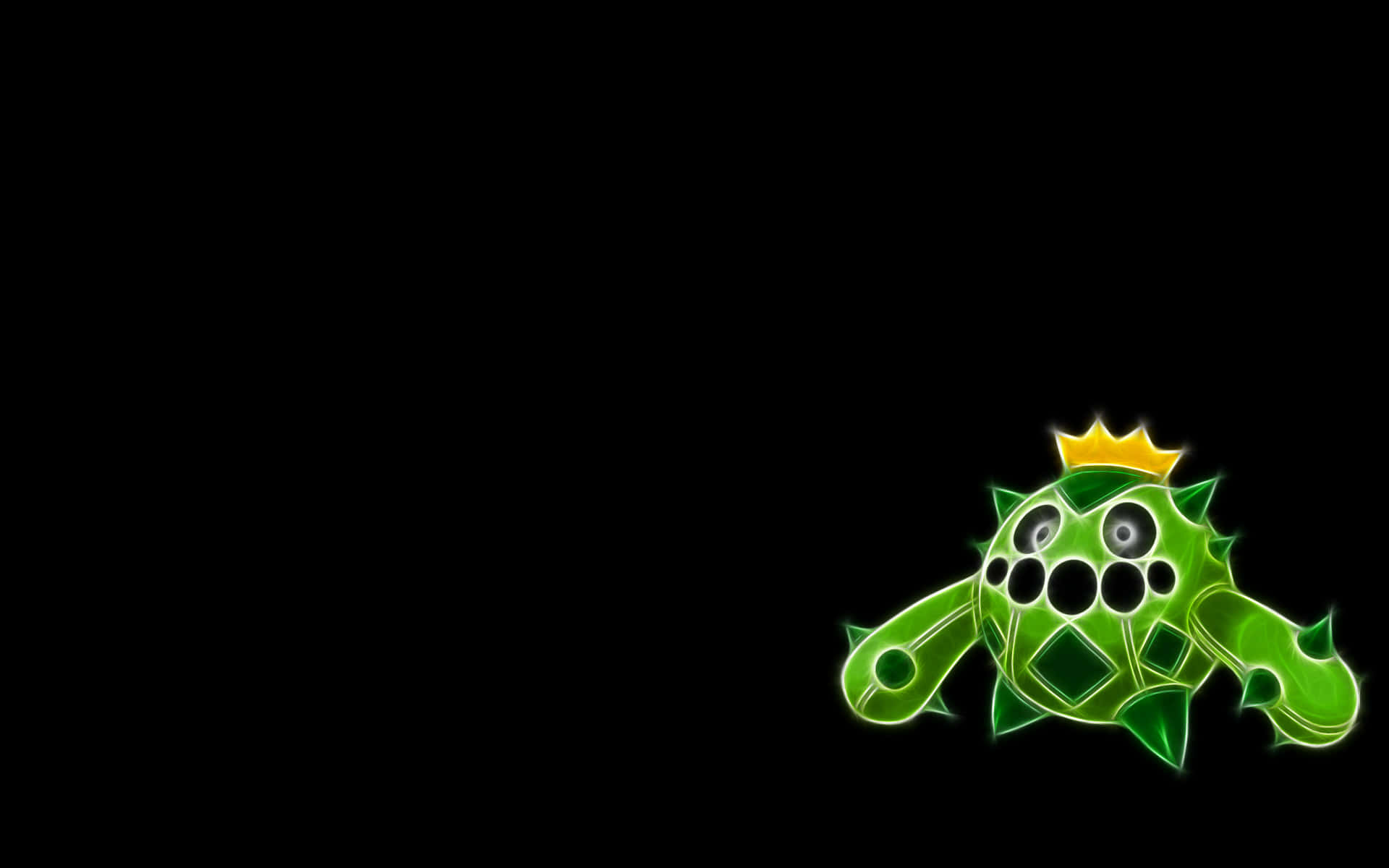 Cacnea, glowing green, yellow crown, Full HD Desktop Wallpaper