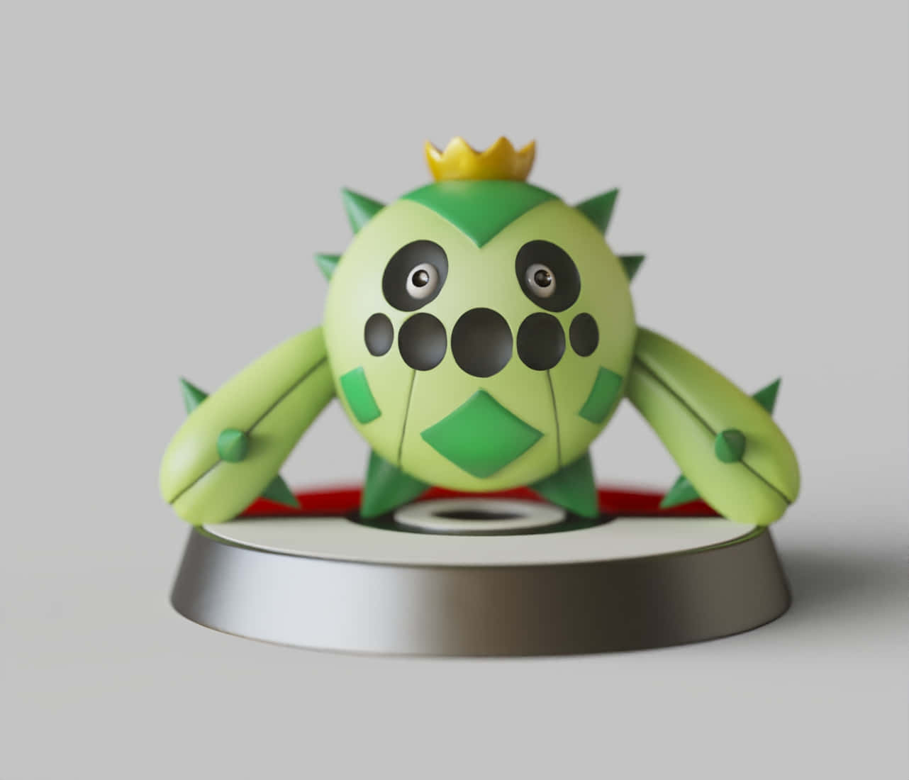 Cacnea, green spiky Pokémon, gold crown, HD Desktop Wallpaper