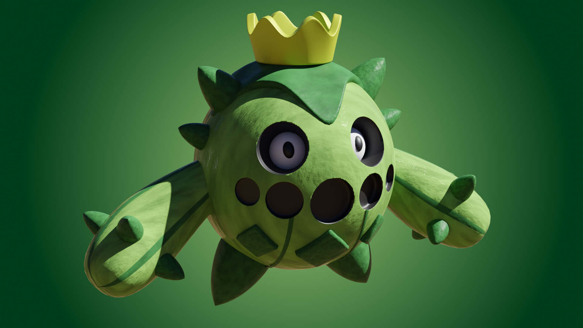 Cacnea, green, 3D, Full HD Desktop Wallpaper