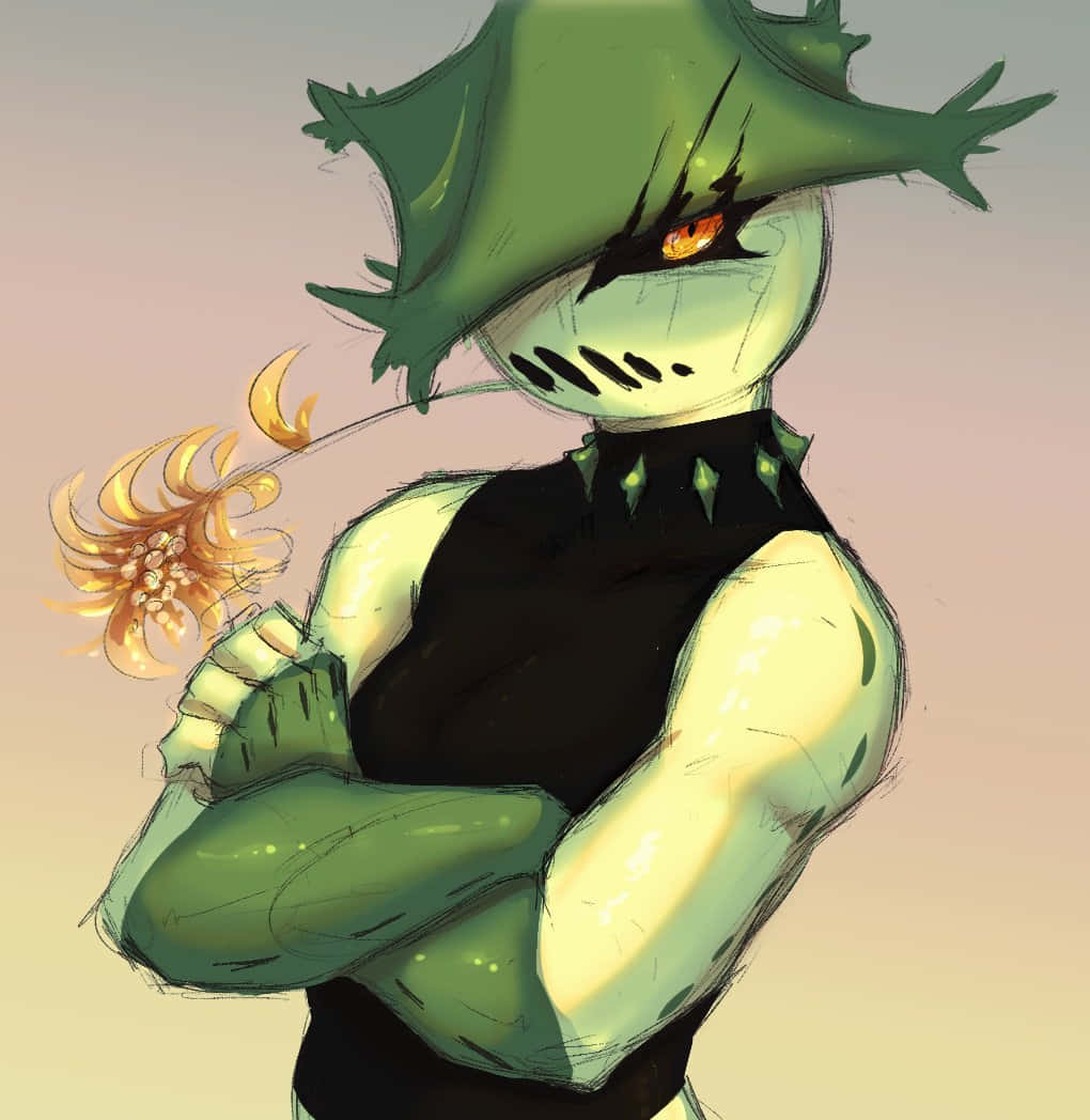 Cacturne, green-skinned, anime character, SD Phone Wallpaper