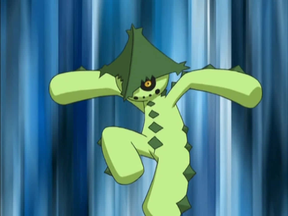Cacturne, green anime Pokémon, leafy hat, SD Desktop Wallpaper