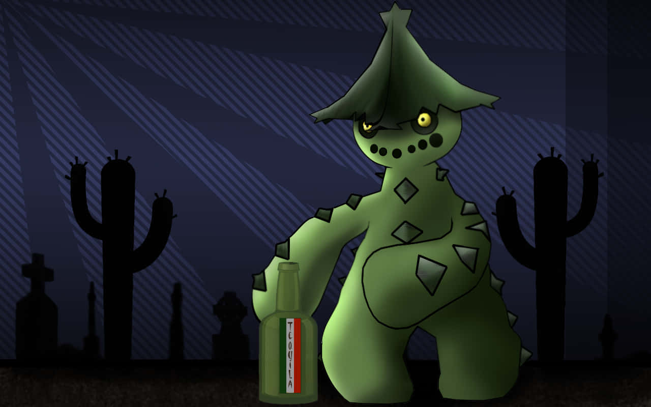 Cacturne, tequila bottle, desert graveyard, HD Desktop Wallpaper