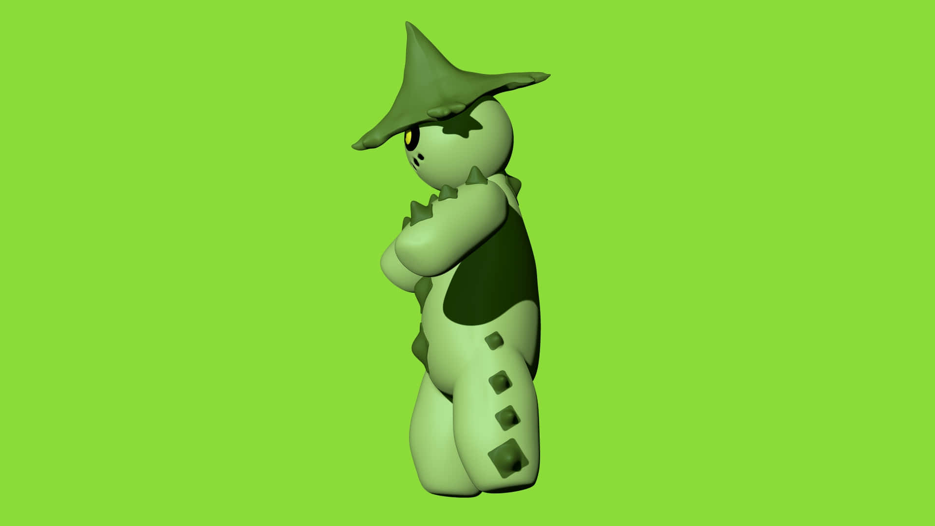 Cacturne, green cartoon creature, pointed hat, Full HD Desktop Wallpaper