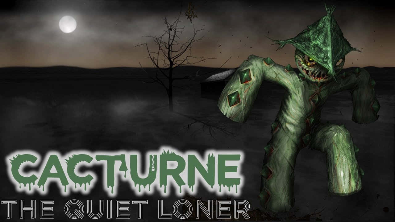 Cacturne, green cactus monster, glowing eyes, HD Desktop Wallpaper