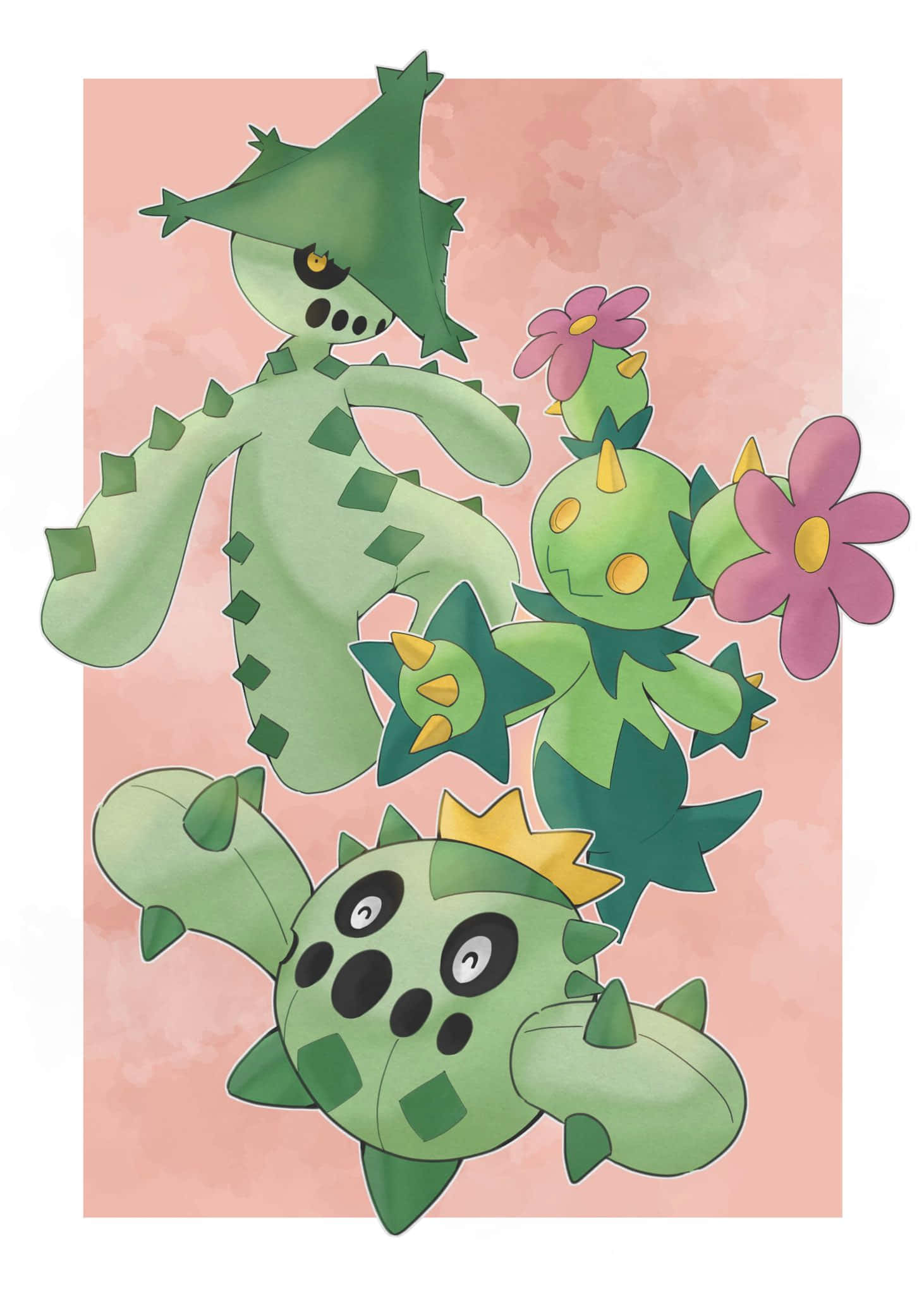 Cacnea, Maractus, Cacturne, Full HD Phone Wallpaper