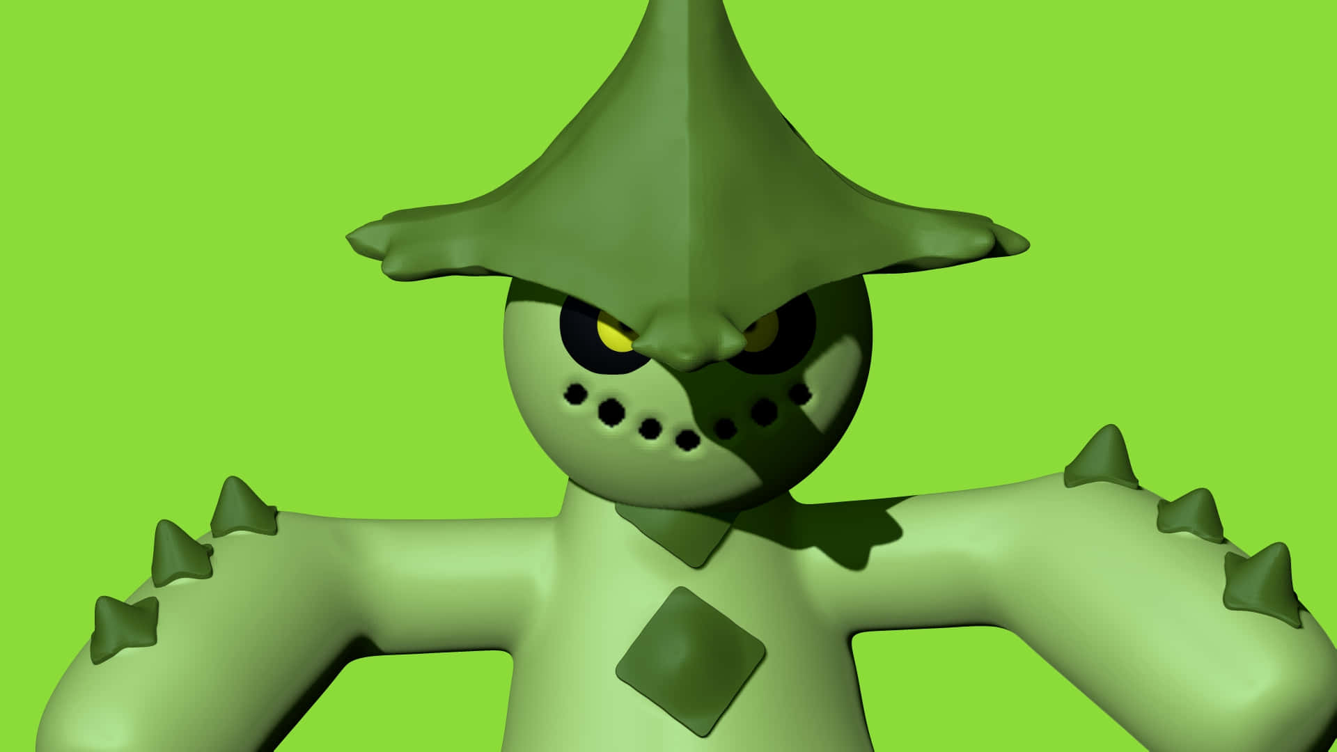 Cacturne, green, yellow eyes, Full HD Desktop Wallpaper