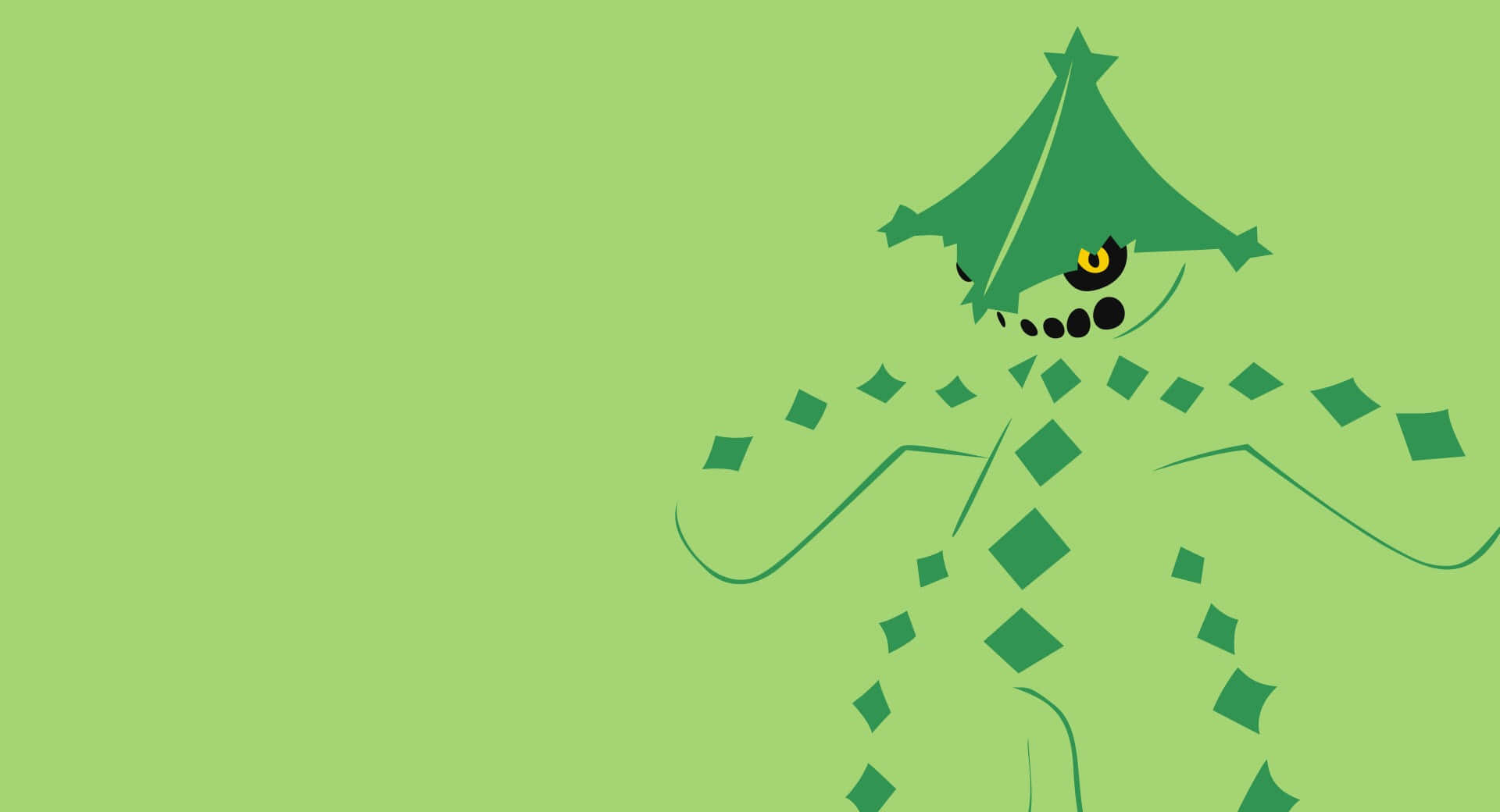 Cacturne, green tree monster, single yellow eye, Full HD Desktop Wallpaper