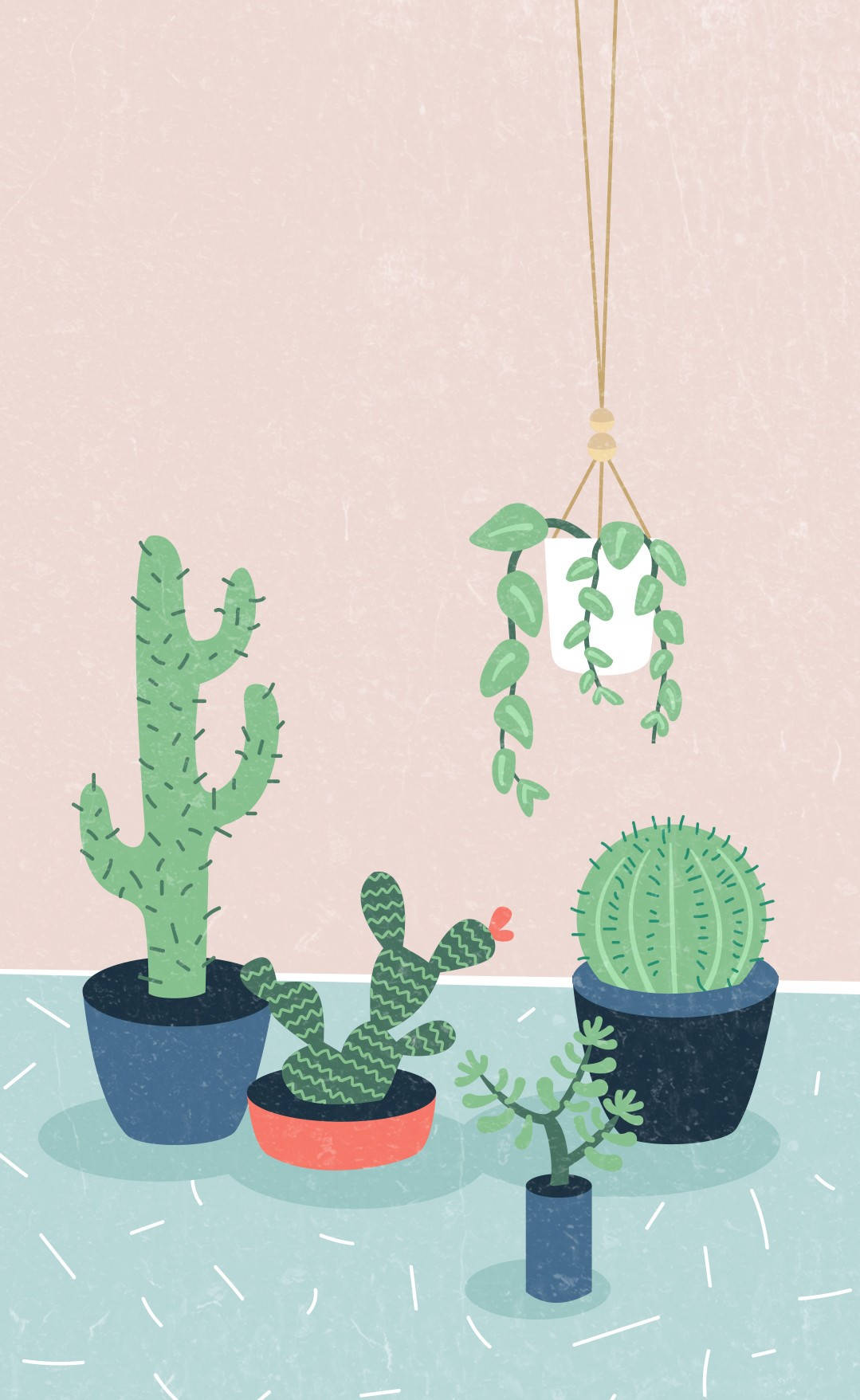 pastel cactus, cartoon mini garden mobile, colorful pots, HD Phone Wallpaper