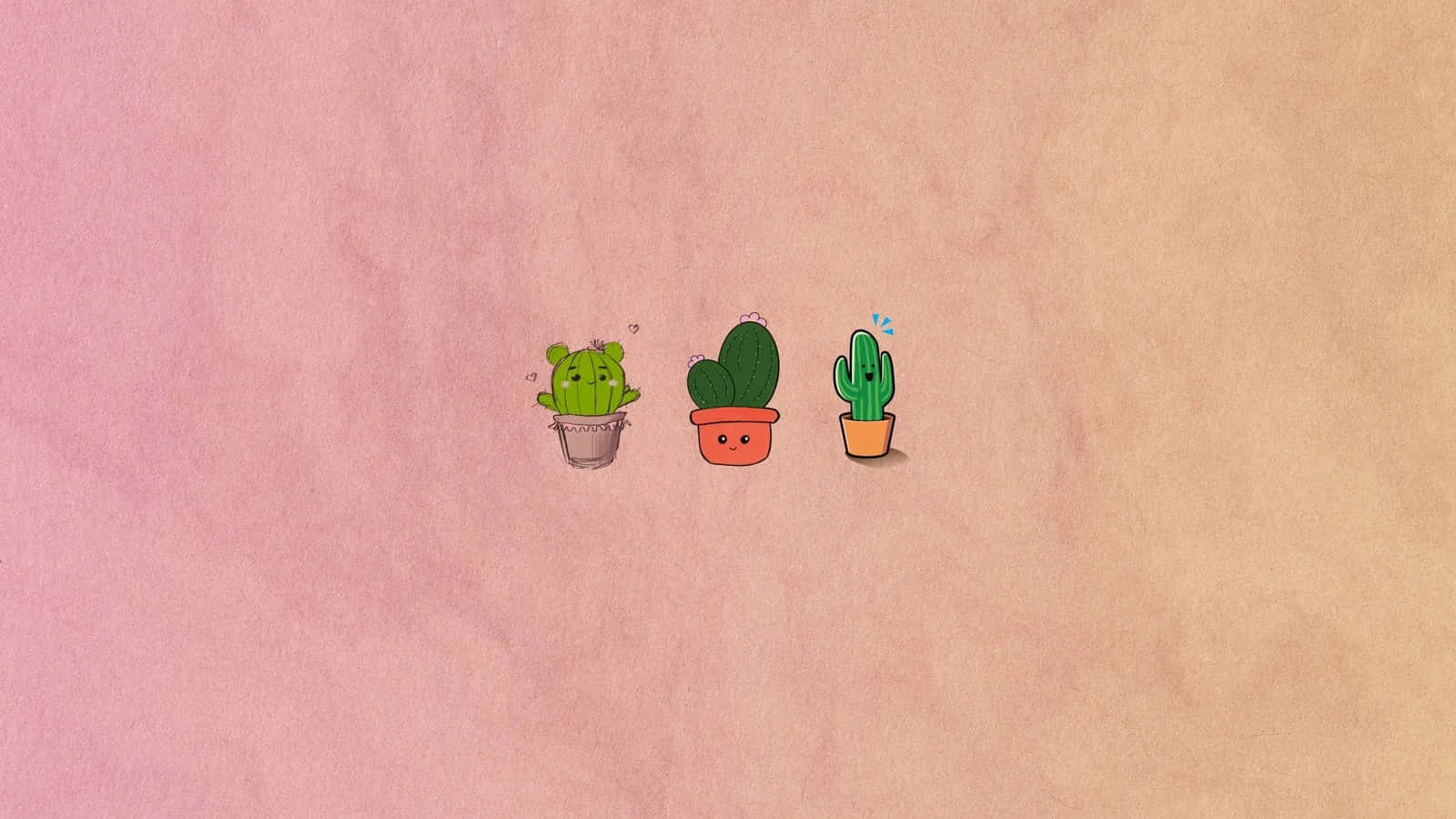 cute cactus trio, cartoon cacti, pots with faces, HD Desktop Wallpaper