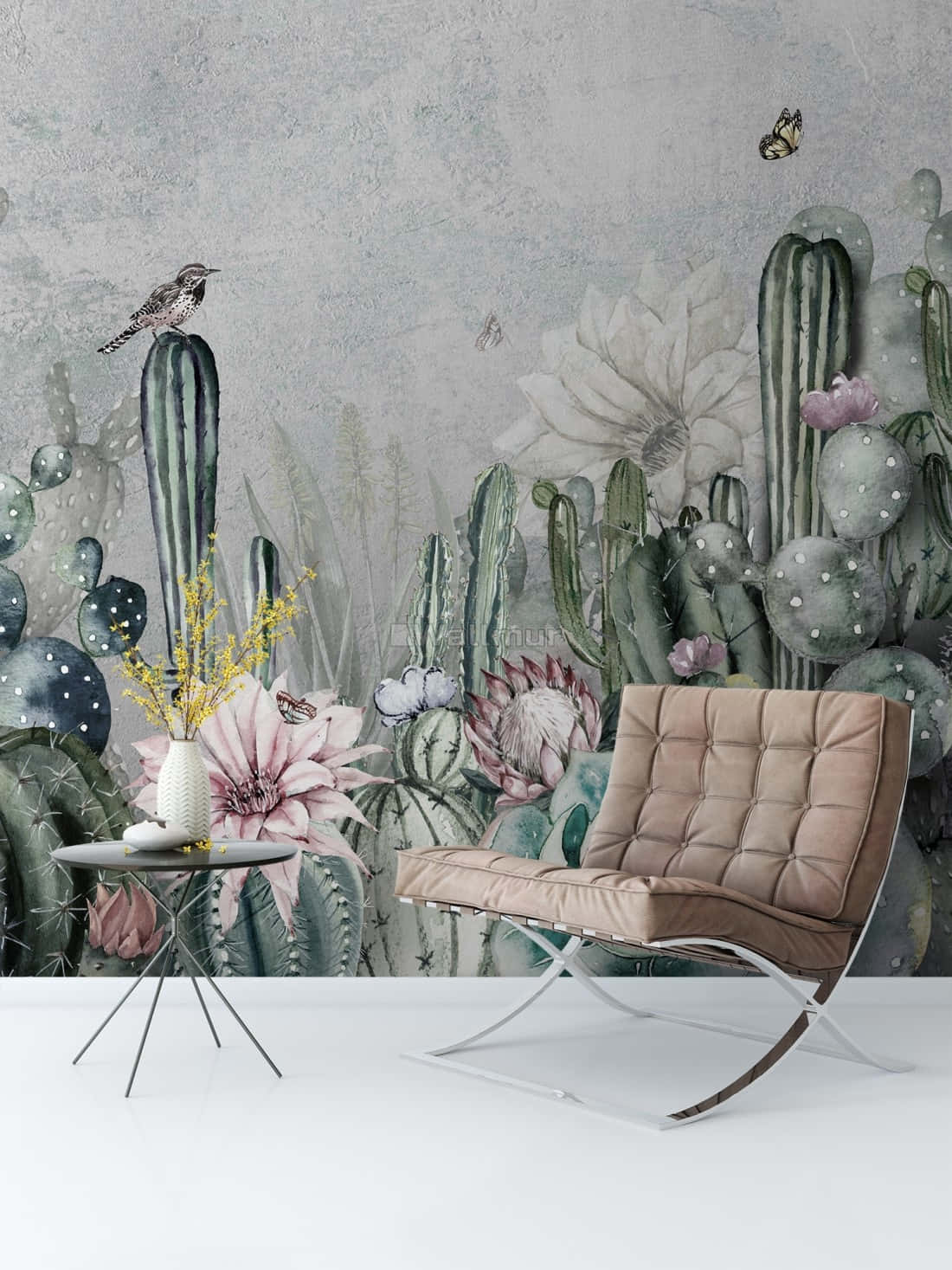 Cactus Flower, lounge chair, side table, HD Phone Wallpaper