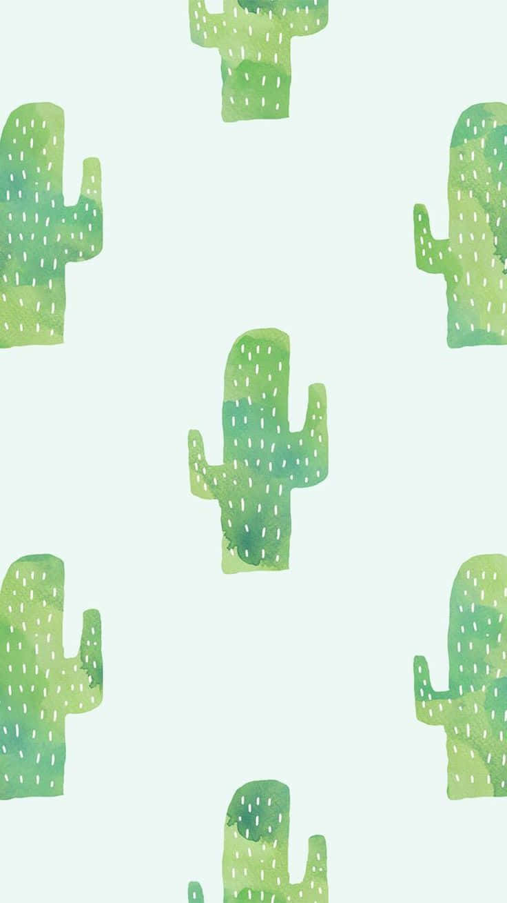 aesthetic cactus, green pattern, watercolor cacti, HD Phone Wallpaper