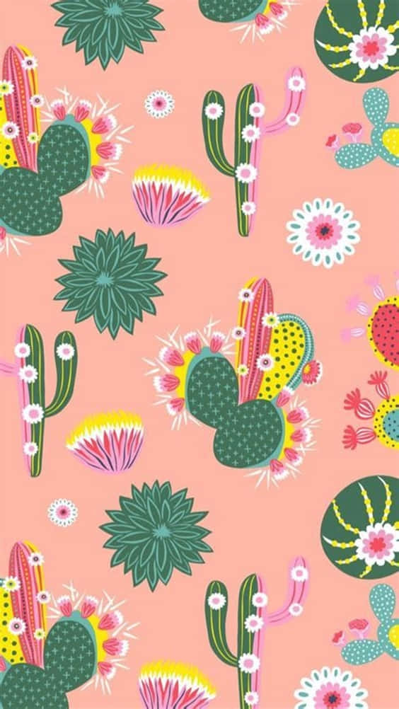 Cactus iPhone, vibrant stylized cacti, succulents, SD Phone Wallpaper