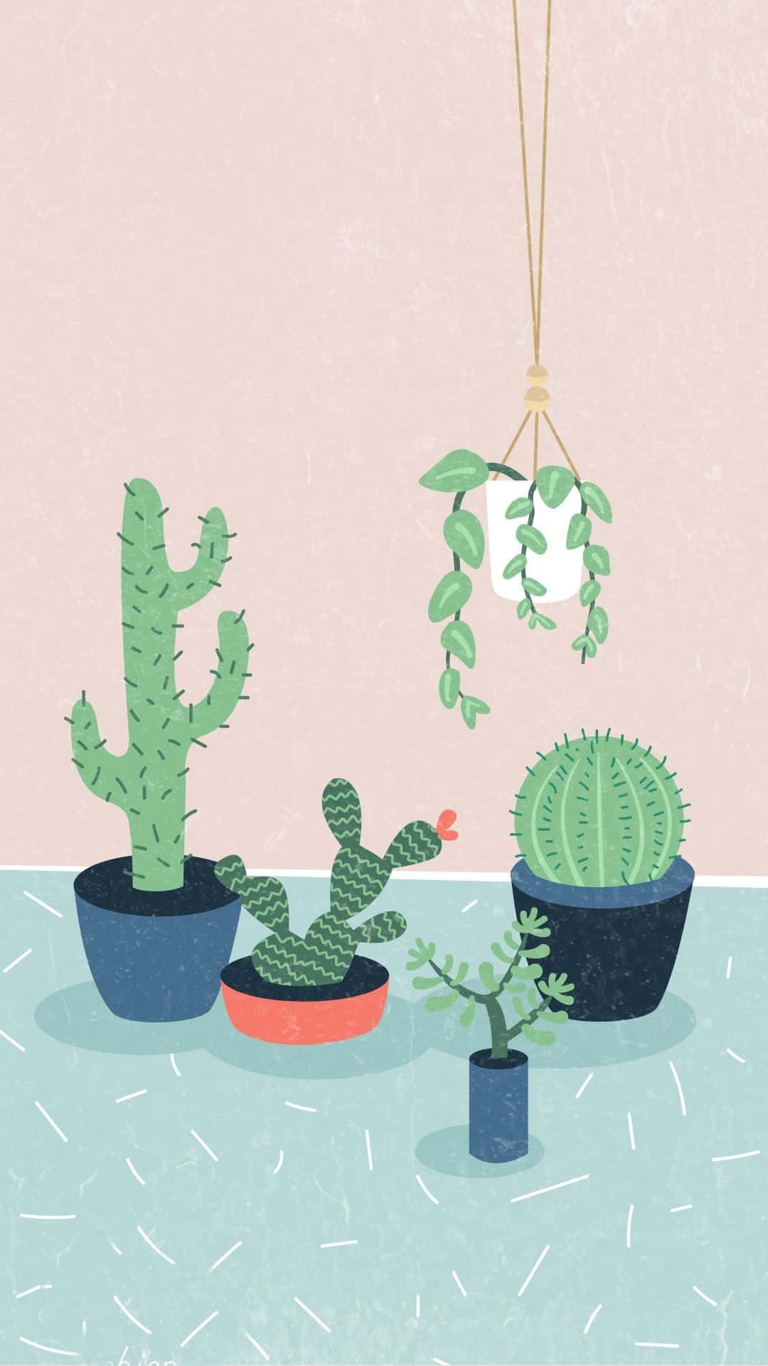 cactus iPhone, potted cacti, hanging plant, Full HD Phone Wallpaper